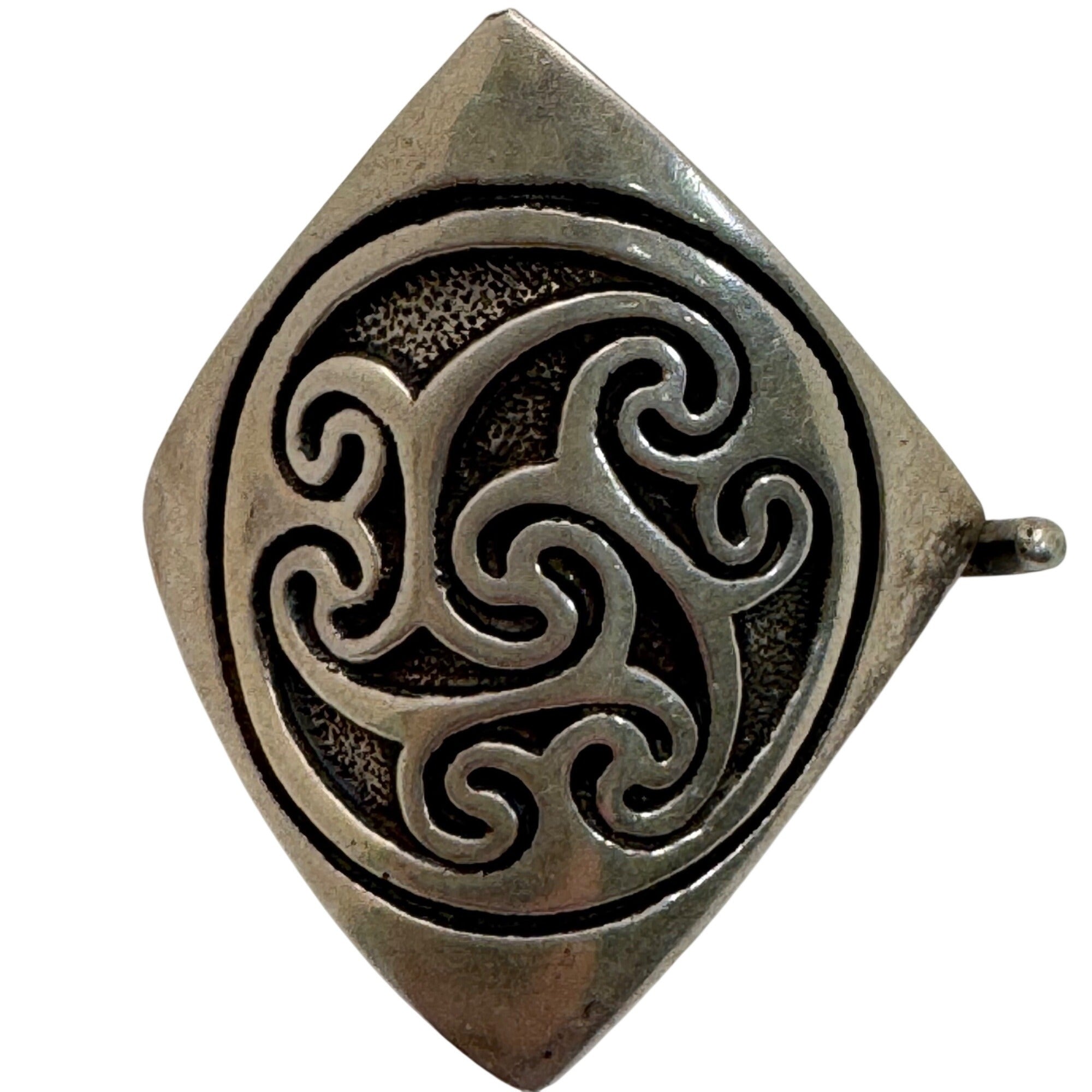 Vintage Triskelion Signed Artisan Sterling Silver Pendant Celtic Swirl JW 1.5”
