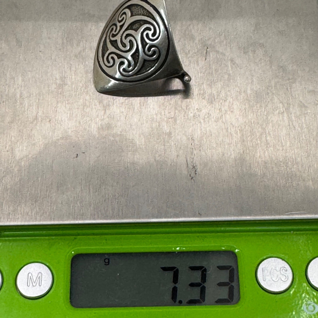 Vintage Triskelion Signed Artisan Sterling Silver Pendant Celtic Swirl JW 1.5”