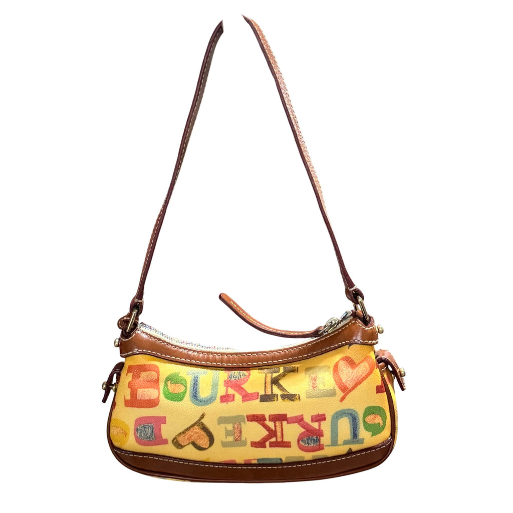Dooney & Bourke Crayon Graffiti Letters Mini Shoulder Bag Brown Leather Spellout