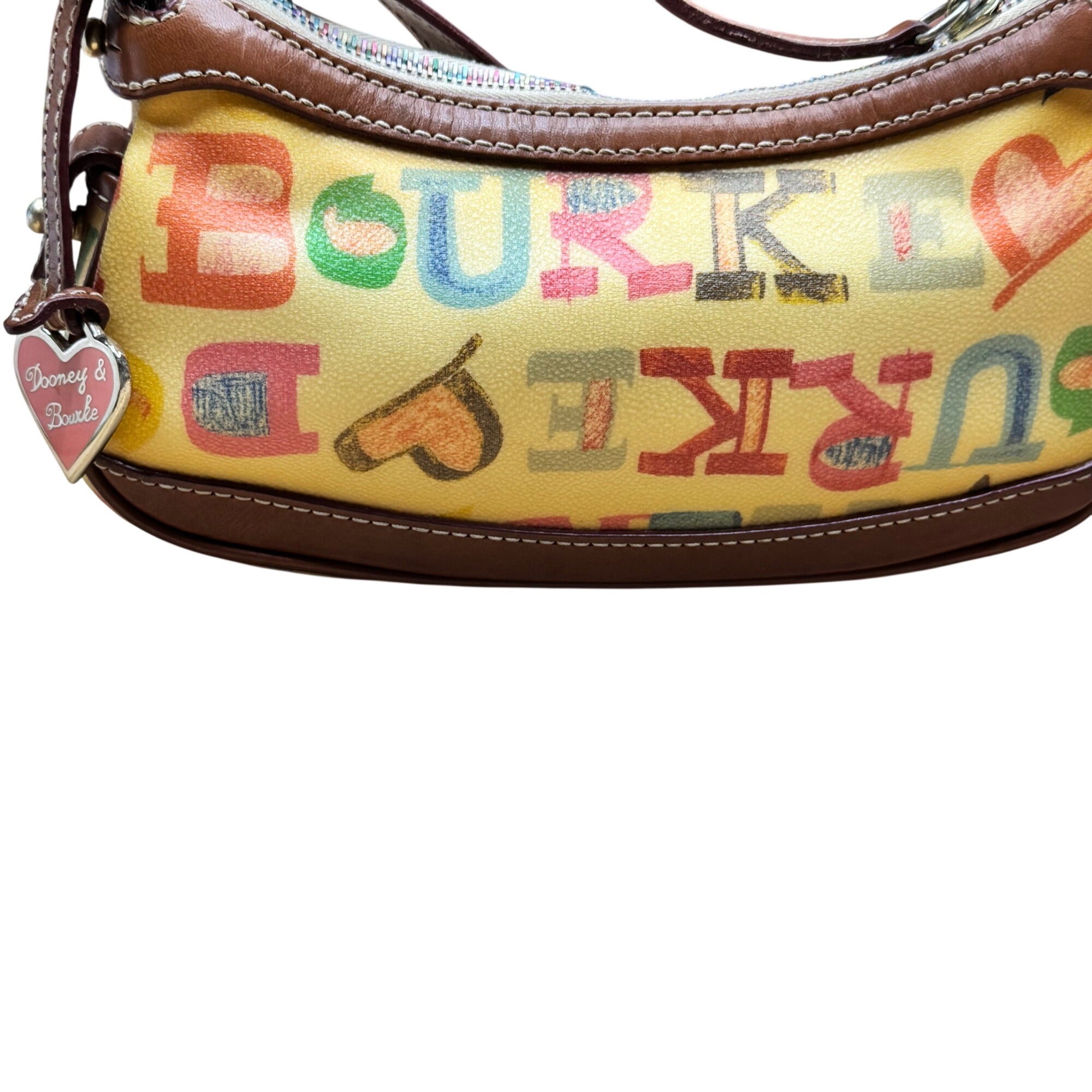 Dooney & Bourke Crayon Graffiti Letters Mini Shoulder Bag Brown Leather Spellout