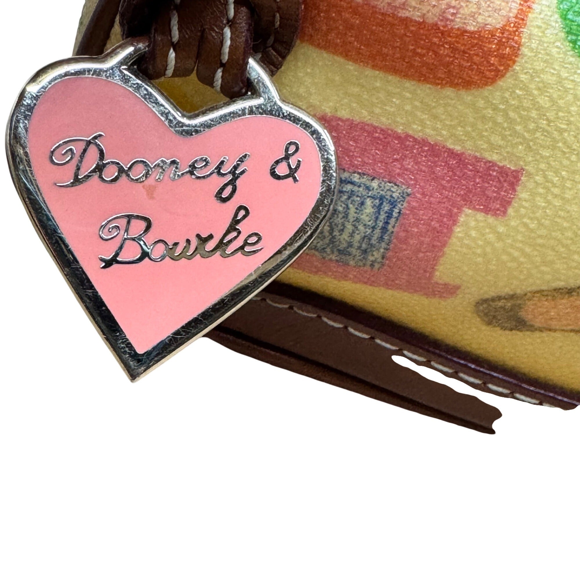 Dooney & Bourke Crayon Graffiti Letters Mini Shoulder Bag Brown Leather Spellout
