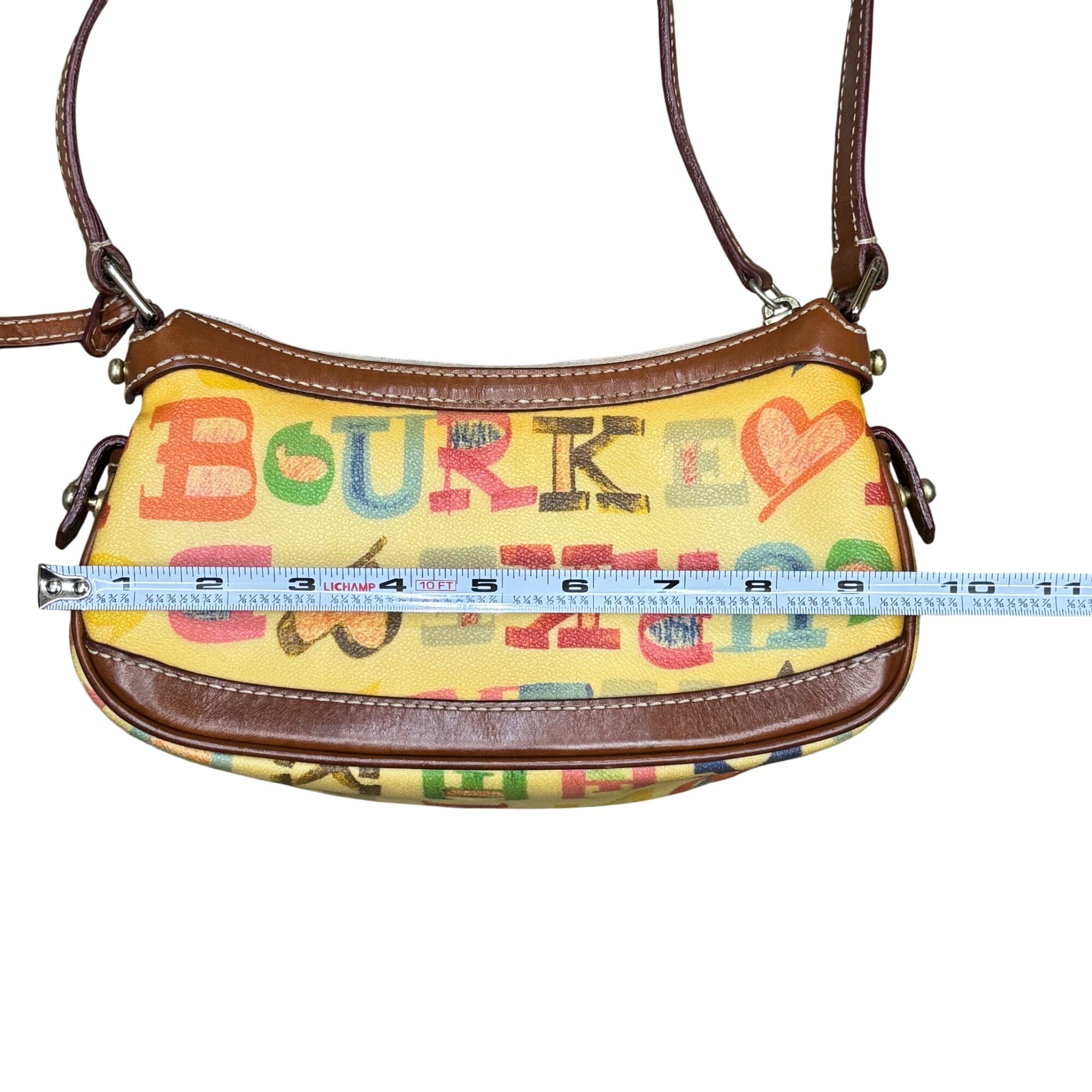 Dooney & Bourke Crayon Graffiti Letters Mini Shoulder Bag Brown Leather Spellout