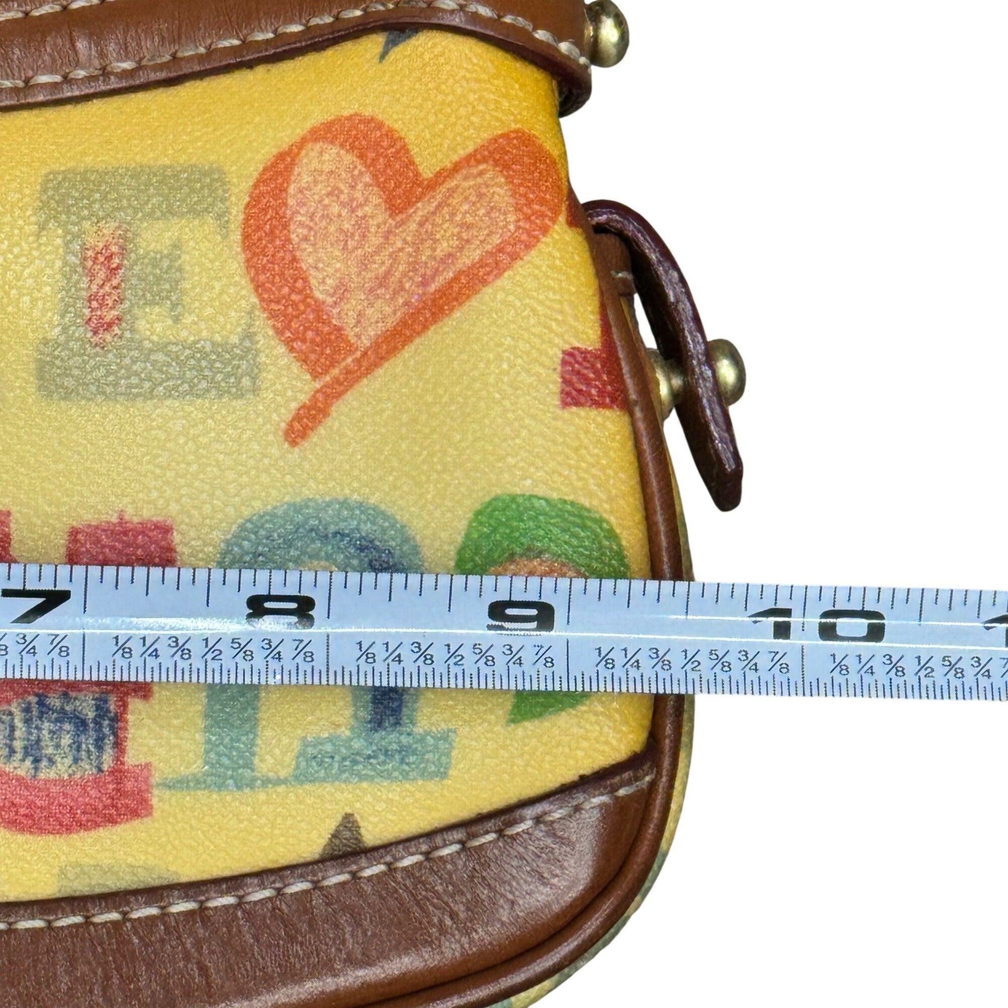 Dooney & Bourke Crayon Graffiti Letters Mini Shoulder Bag Brown Leather Spellout