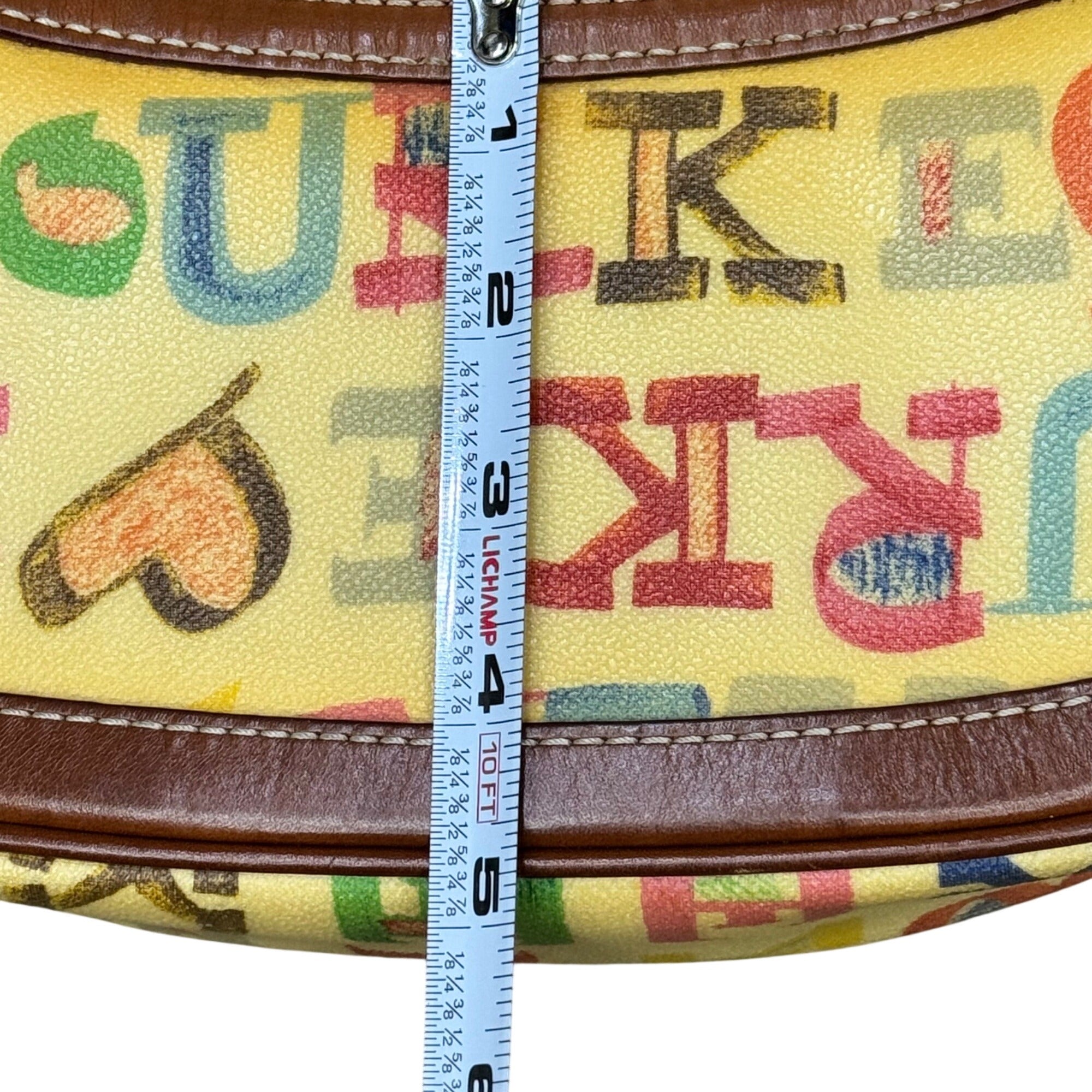 Dooney & Bourke Crayon Graffiti Letters Mini Shoulder Bag Brown Leather Spellout