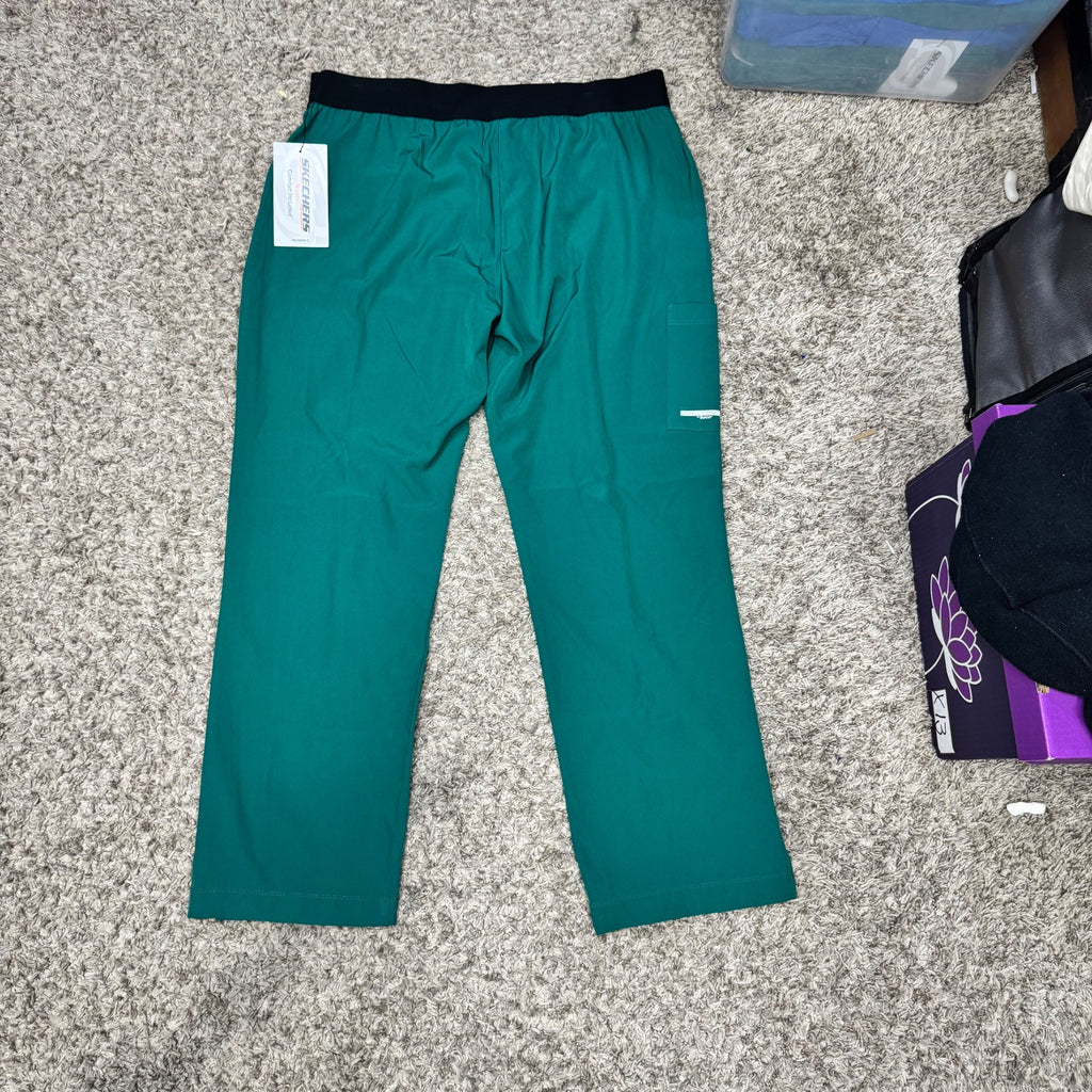 Skechers By Barco Womens Green Scrub Pants XLP Comfort Waistband XL Petite NEW