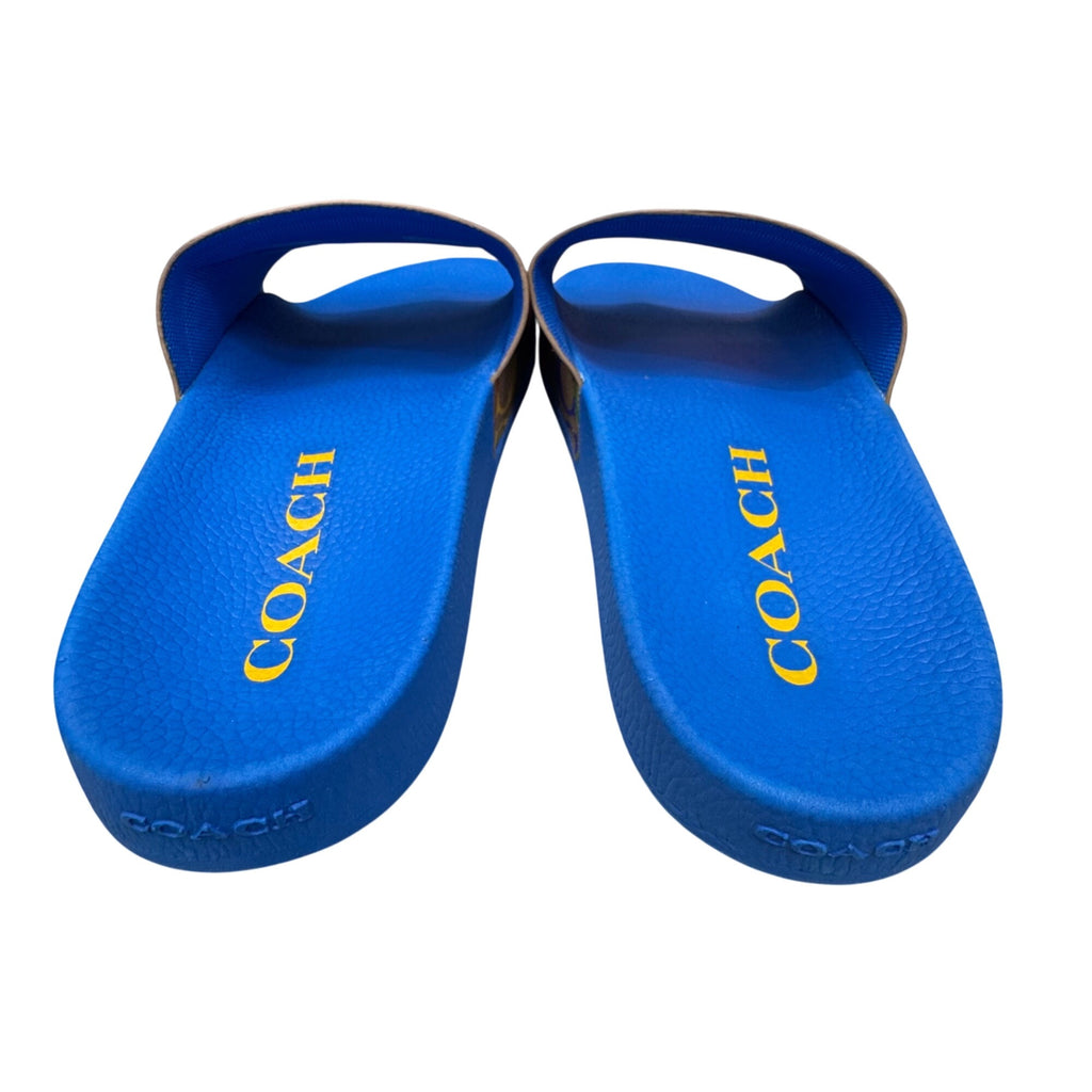 Coach Pride Multi-Color Signature Slide Sandals Blue US 11 Mens Beach Resort