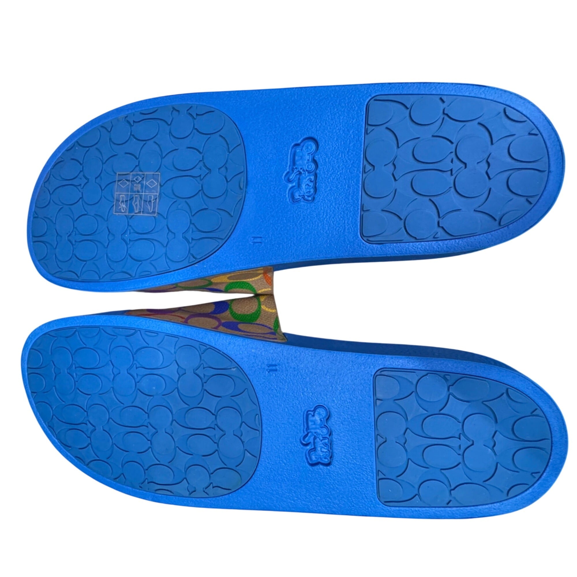 Coach Pride Multi-Color Signature Slide Sandals Blue US 11 Mens Beach Resort