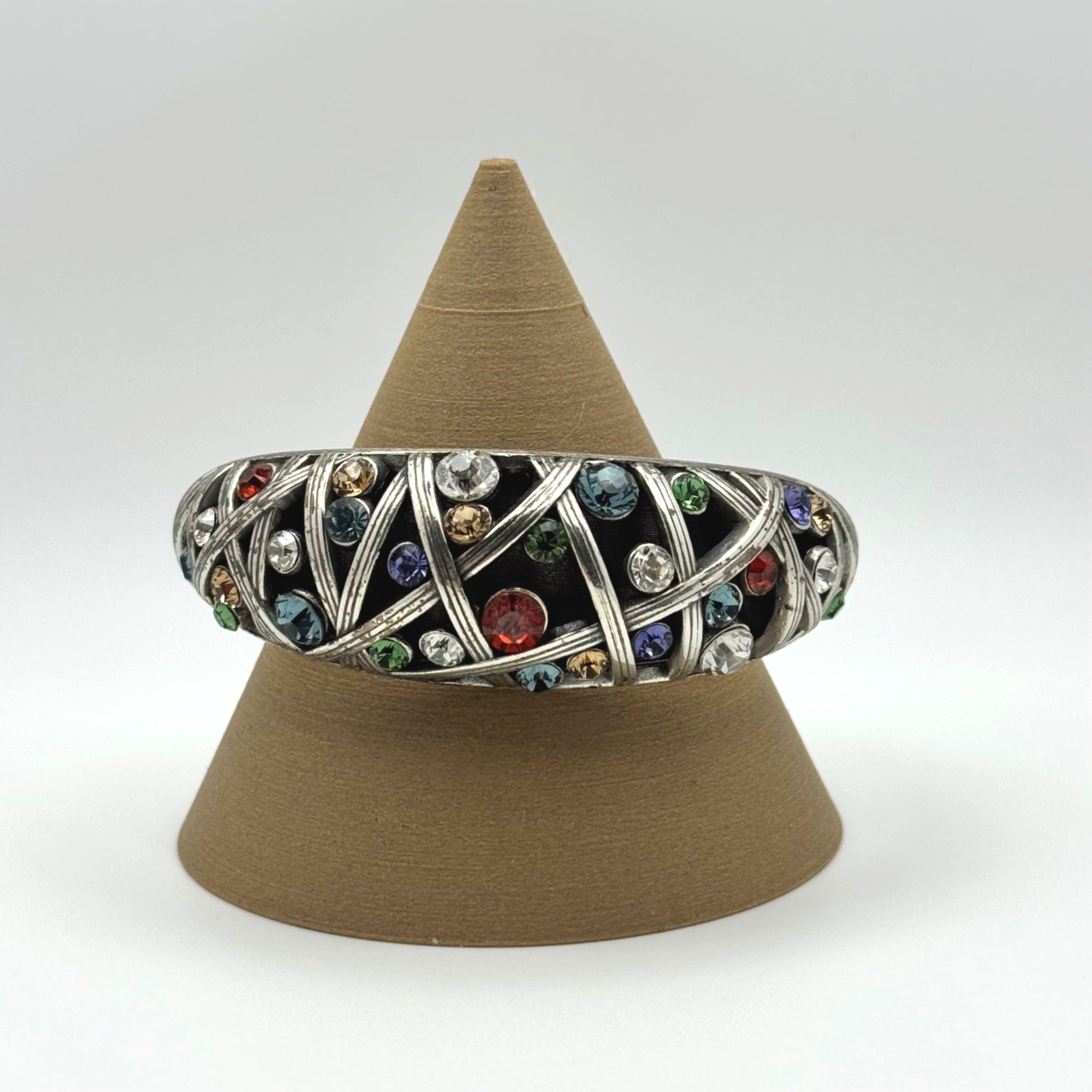 Swarovski Crystal Brighton Bangle Bracelet Rhinestone Silver-Tone Heart Tin Box