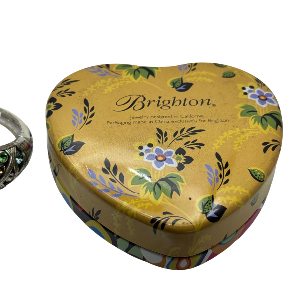 Swarovski Crystal Brighton Bangle Bracelet Rhinestone Silver-Tone Heart Tin Box