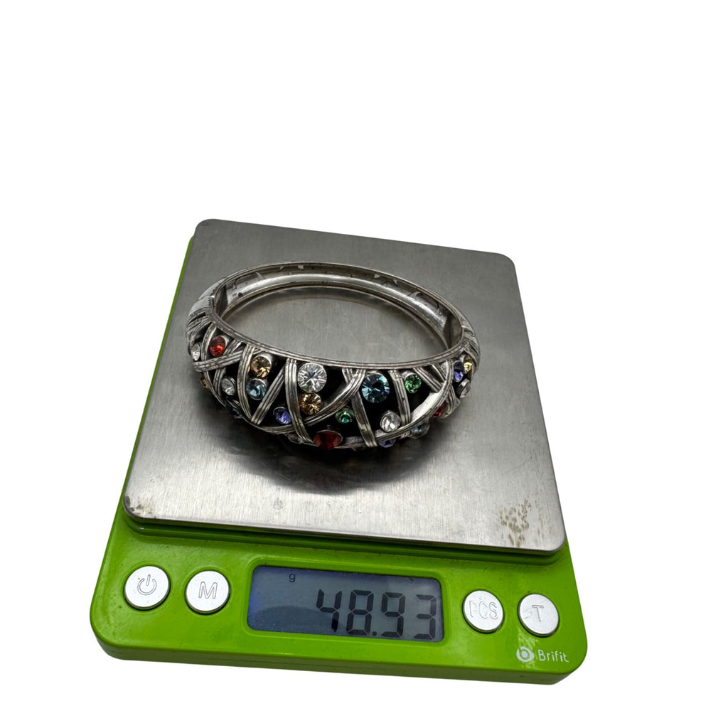 Swarovski Crystal Brighton Bangle Bracelet Rhinestone Silver-Tone Heart Tin Box