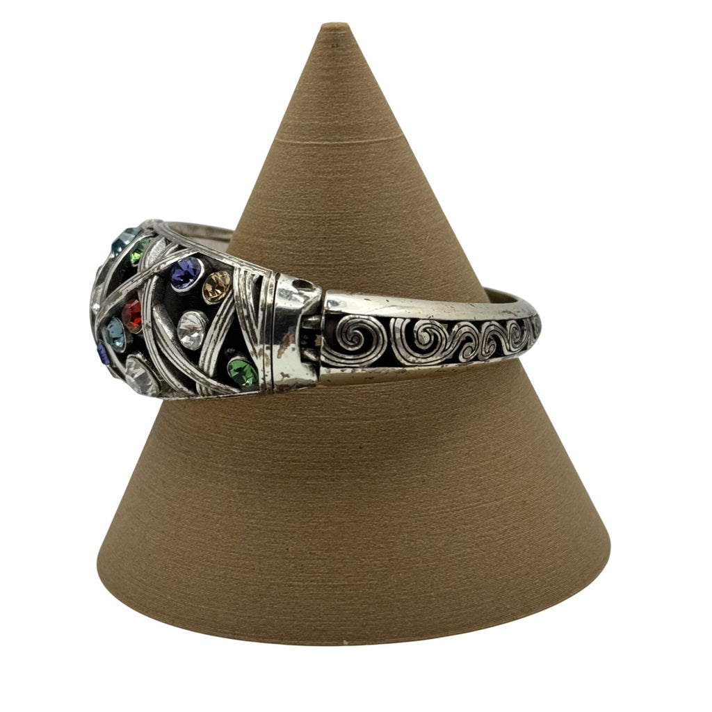 Swarovski Crystal Brighton Bangle Bracelet Rhinestone Silver-Tone Heart Tin Box