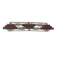 Art Deco Czechoslovakian Red Glass Silver Tone Bar Brooch Geometric 4" Vintage
