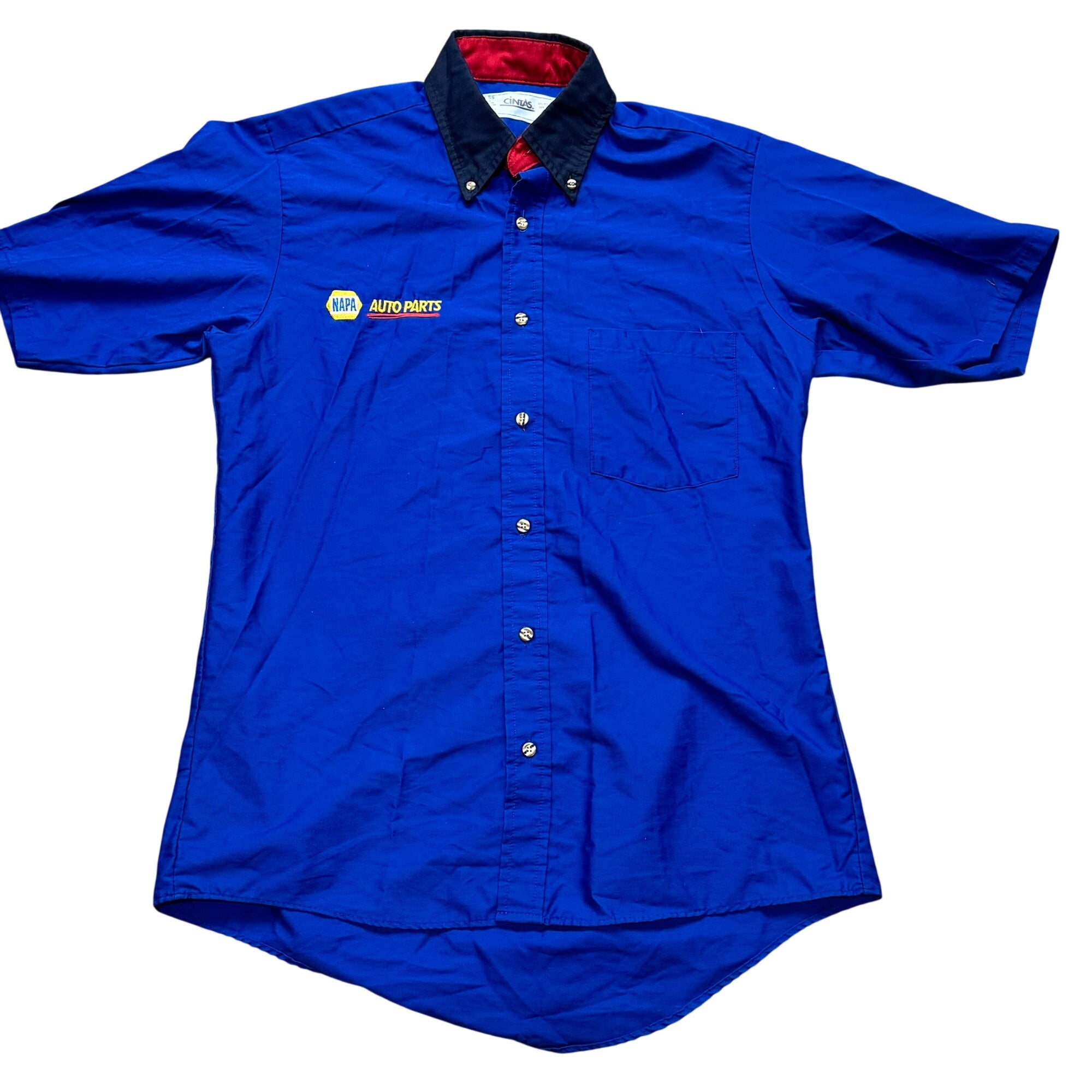 Napa Auto Parts Cintas M Blue Uniform Work Shirt Button-Up Short Sleeve Cotton