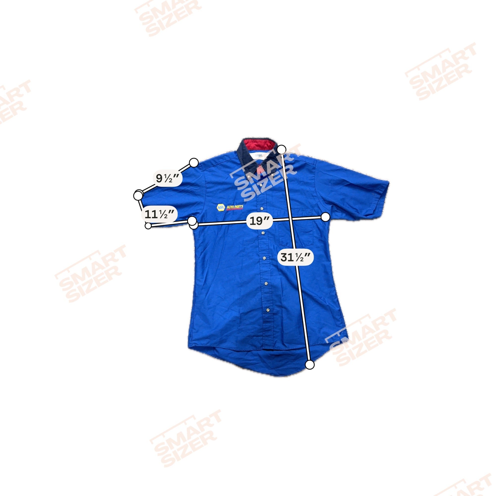 Napa Auto Parts Cintas M Blue Uniform Work Shirt Button-Up Short Sleeve Cotton