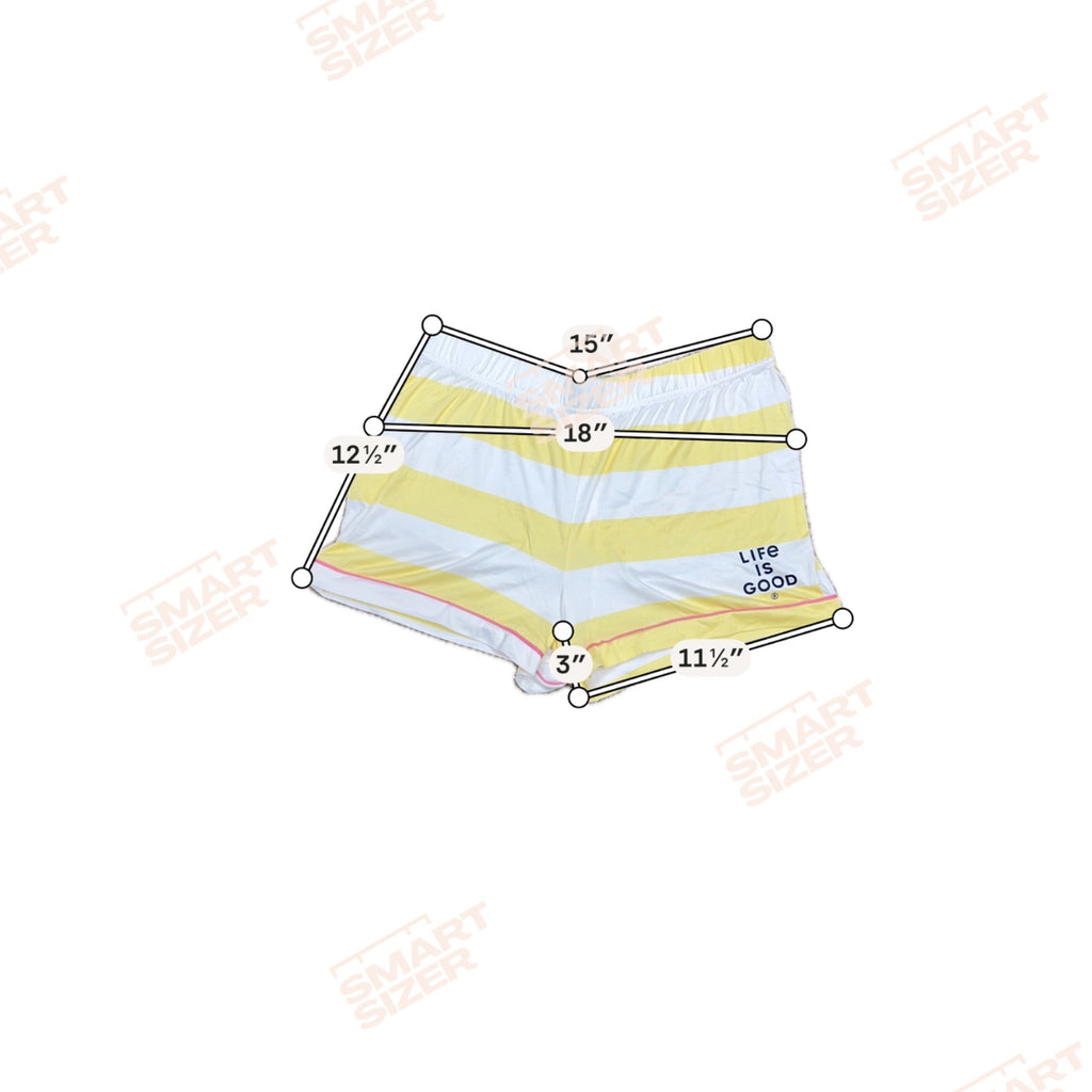 Life Is Good Womens Yellow White Striped Beach Sleep Shorts Size L Comfy Pajama