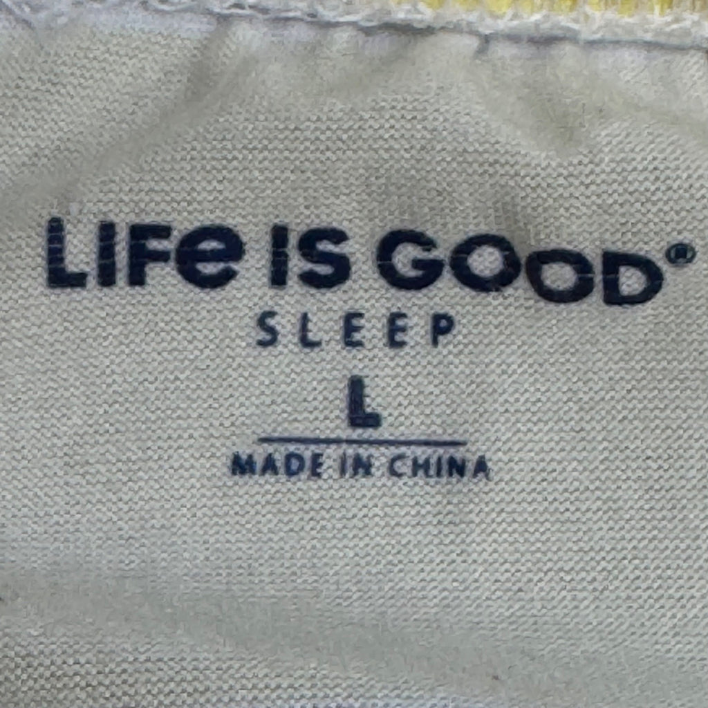 Life Is Good Womens Yellow White Striped Beach Sleep Shorts Size L Comfy Pajama