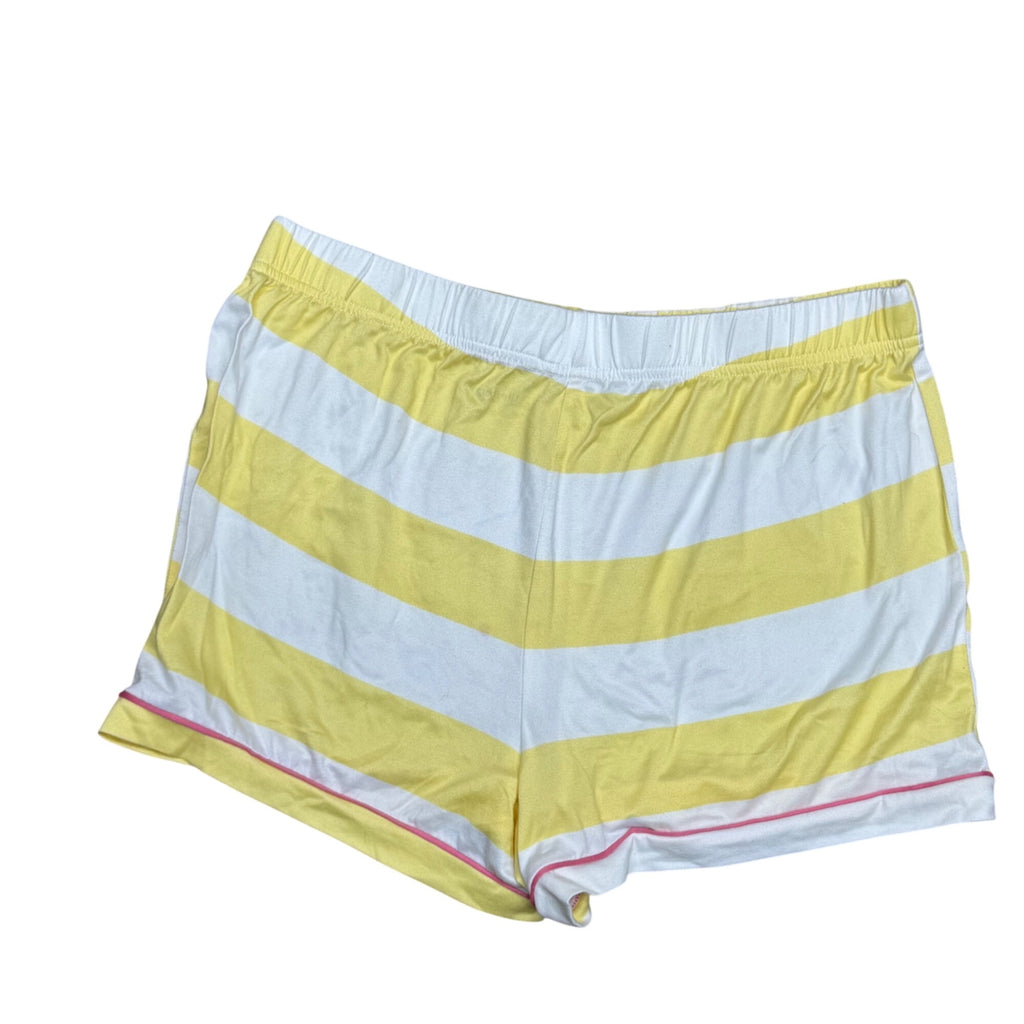 Life Is Good Womens Yellow White Striped Beach Sleep Shorts Size L Comfy Pajama