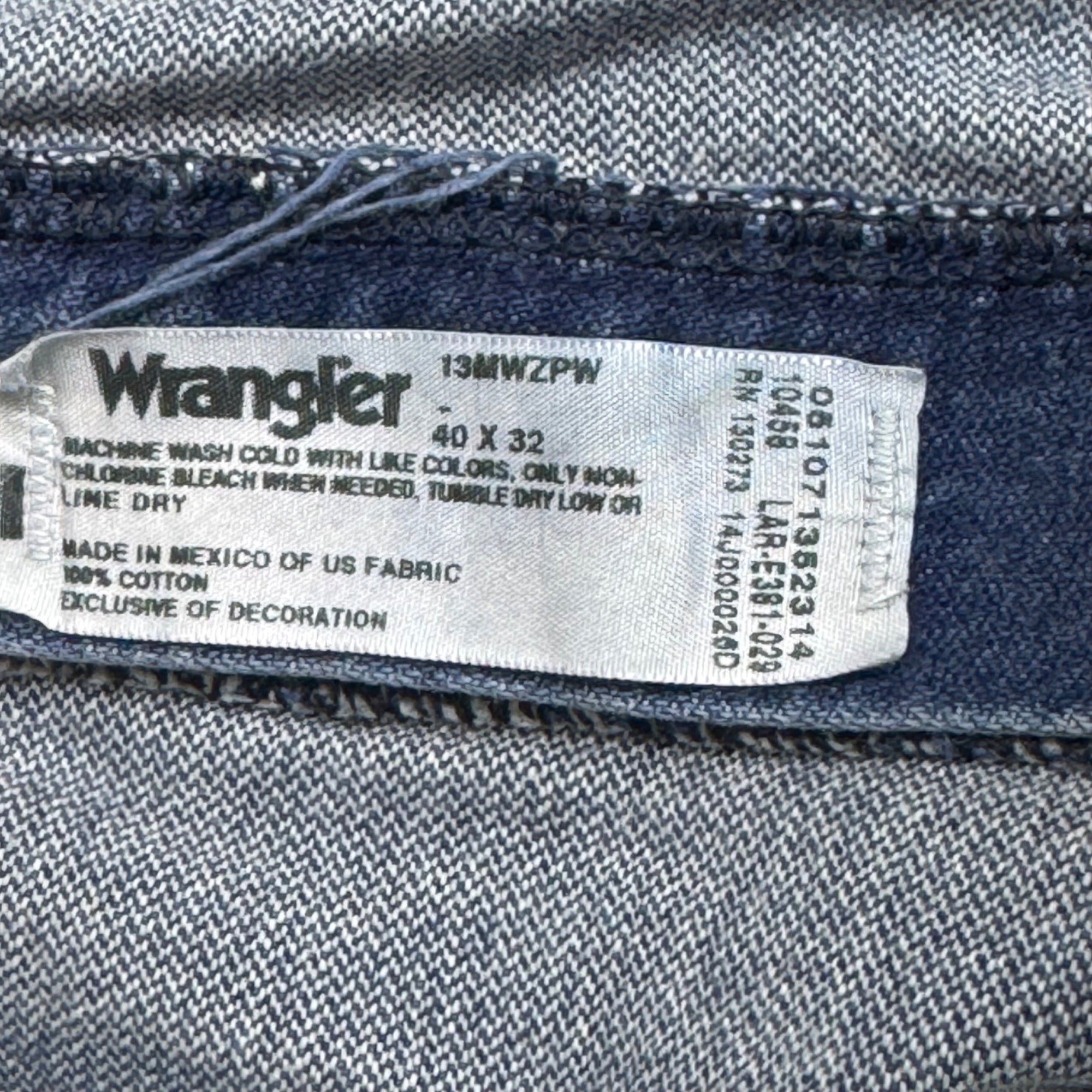 Vintage Wrangler Cowboy Cut Jeans Mens 40x32 13MWZ Blue Dark Wash USA Made Work