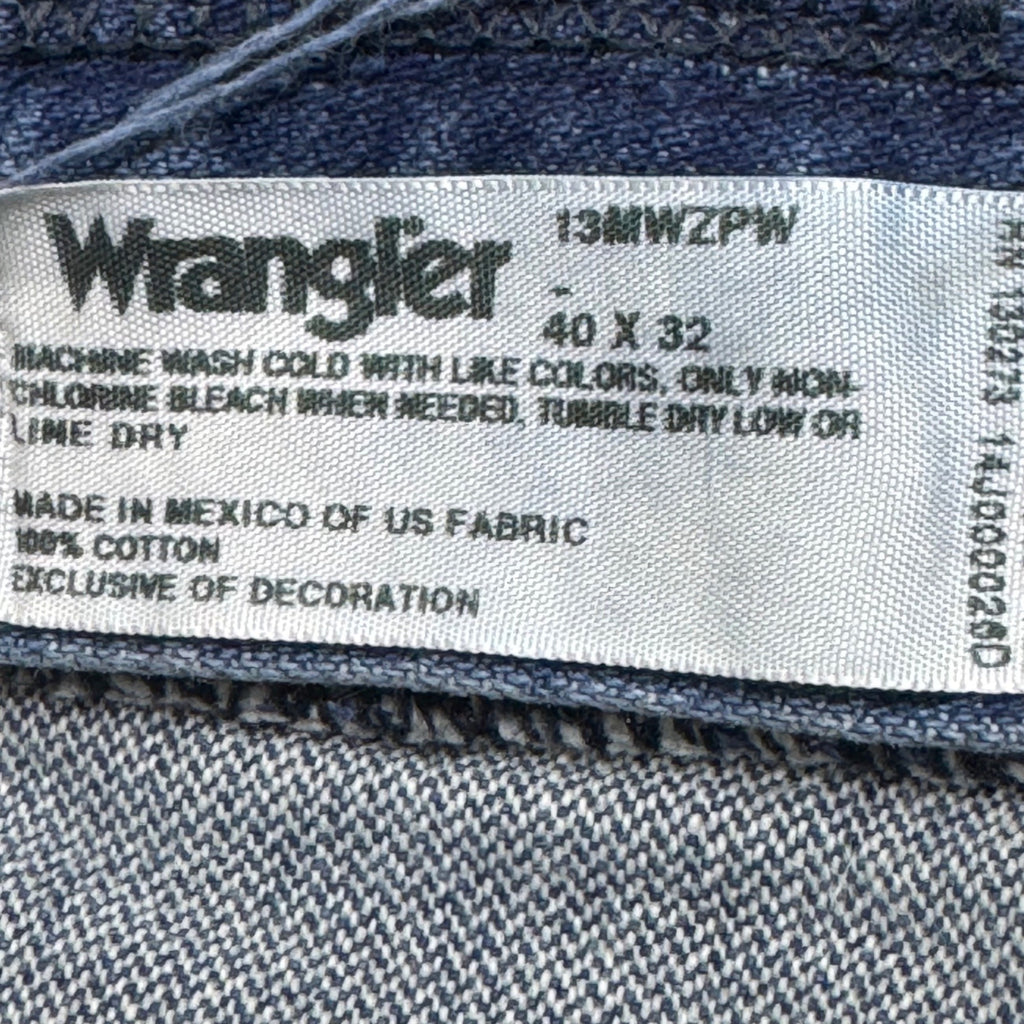 Vintage Wrangler Cowboy Cut Jeans Mens 40x32 13MWZ Blue Dark Wash USA Made Work