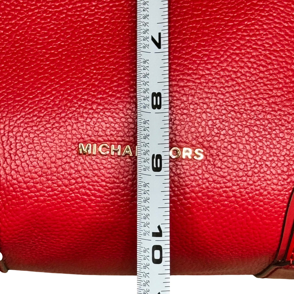 Michael Kors Red Pebbled Leather Bucket Bag Purse Wallet Set Dust Bag Gift NEW