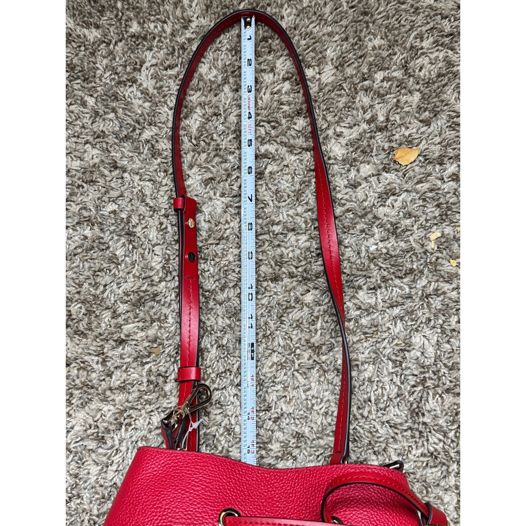 Michael Kors Red Pebbled Leather Bucket Bag Purse Wallet Set Dust Bag Gift NEW