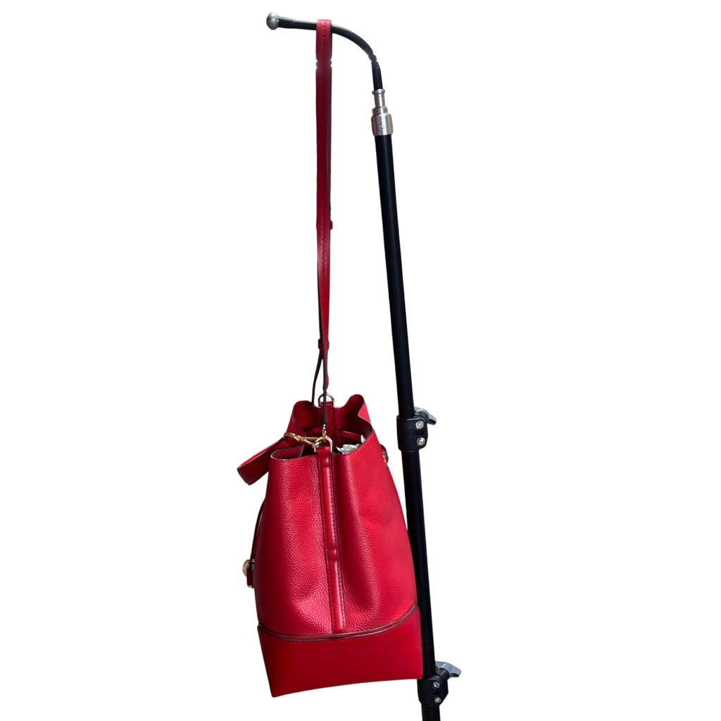 Michael Kors Red Pebbled Leather Bucket Bag Purse Wallet Set Dust Bag Gift NEW