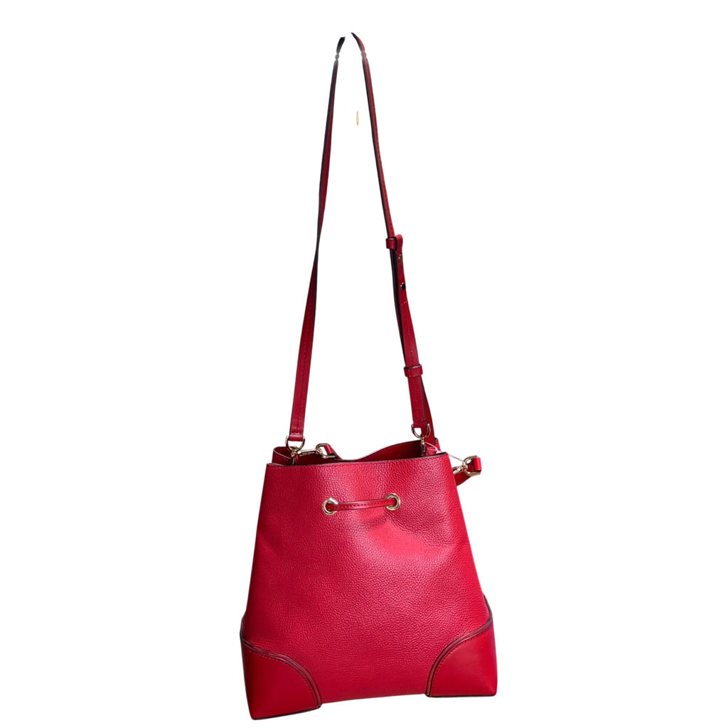 Michael Kors Red Pebbled Leather Bucket Bag Purse Wallet Set Dust Bag Gift NEW