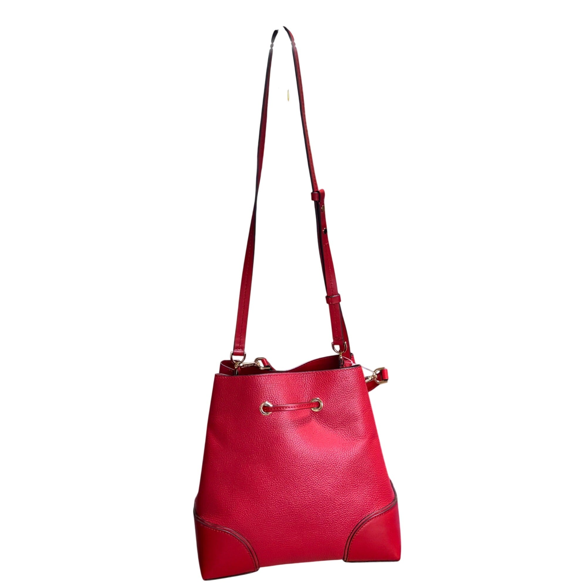 Michael Kors Red Pebbled Leather Bucket Bag Purse Wallet Set Dust Bag Gift NEW