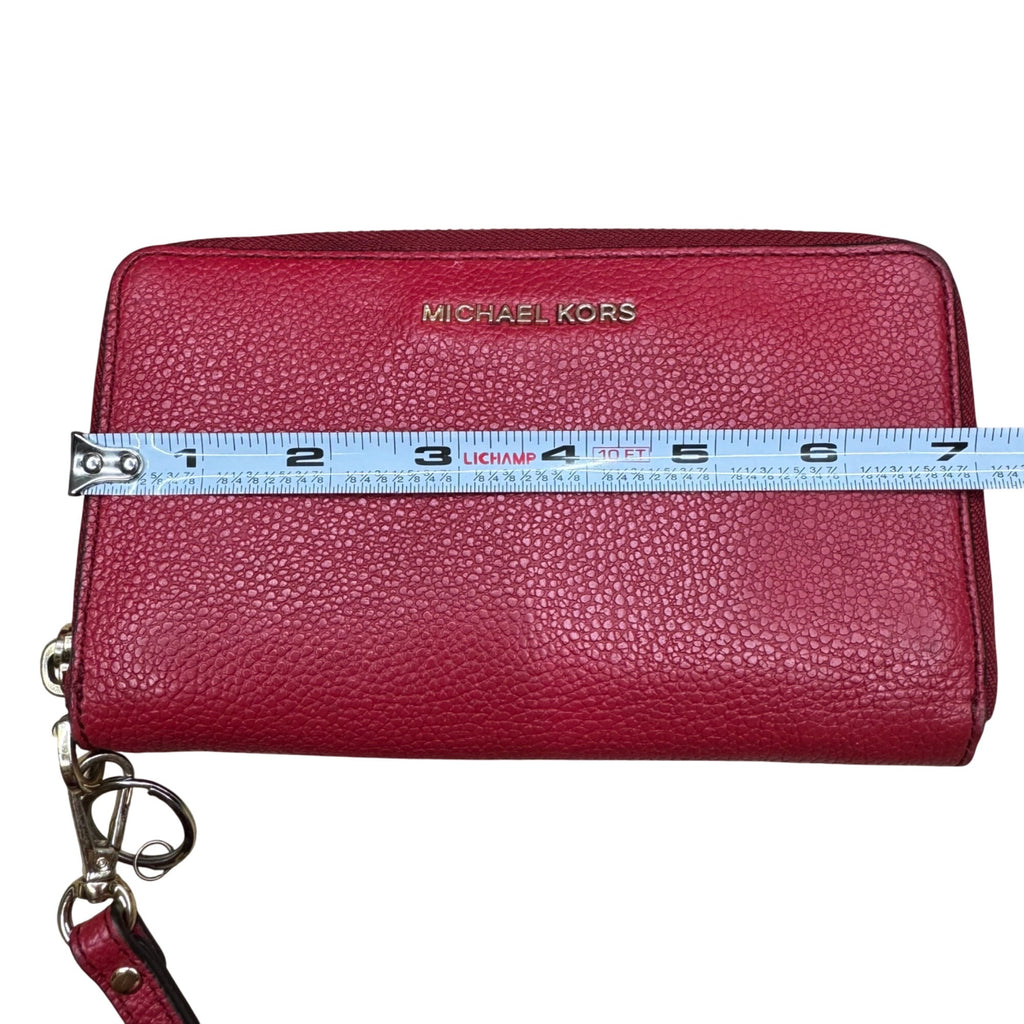 Michael Kors Red Pebbled Leather Bucket Bag Purse Wallet Set Dust Bag Gift NEW