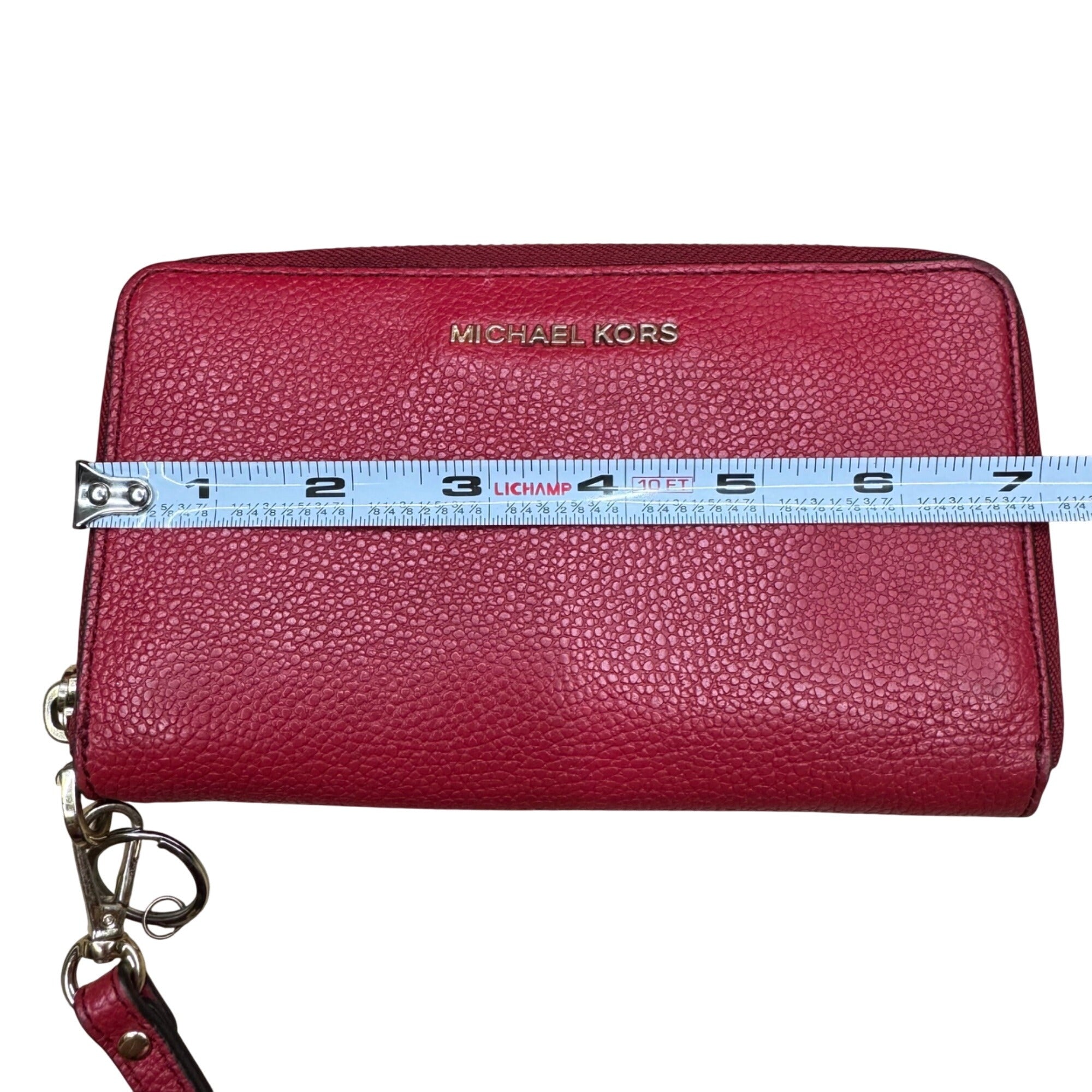 Michael Kors Red Pebbled Leather Bucket Bag Purse Wallet Set Dust Bag Gift NEW