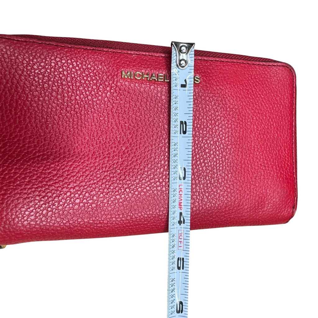Michael Kors Red Pebbled Leather Bucket Bag Purse Wallet Set Dust Bag Gift NEW
