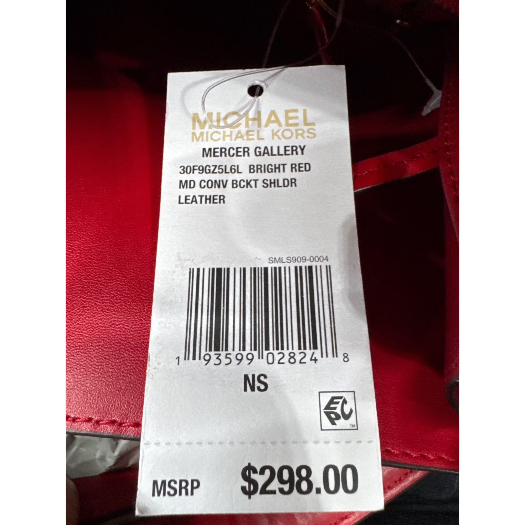 Michael Kors Red Pebbled Leather Bucket Bag Purse Wallet Set Dust Bag Gift NEW