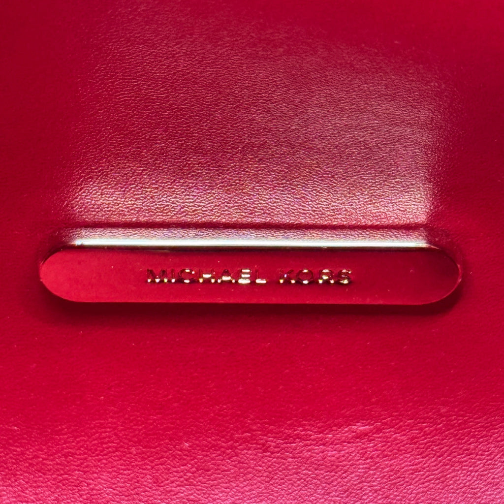 Michael Kors Red Pebbled Leather Bucket Bag Purse Wallet Set Dust Bag Gift NEW
