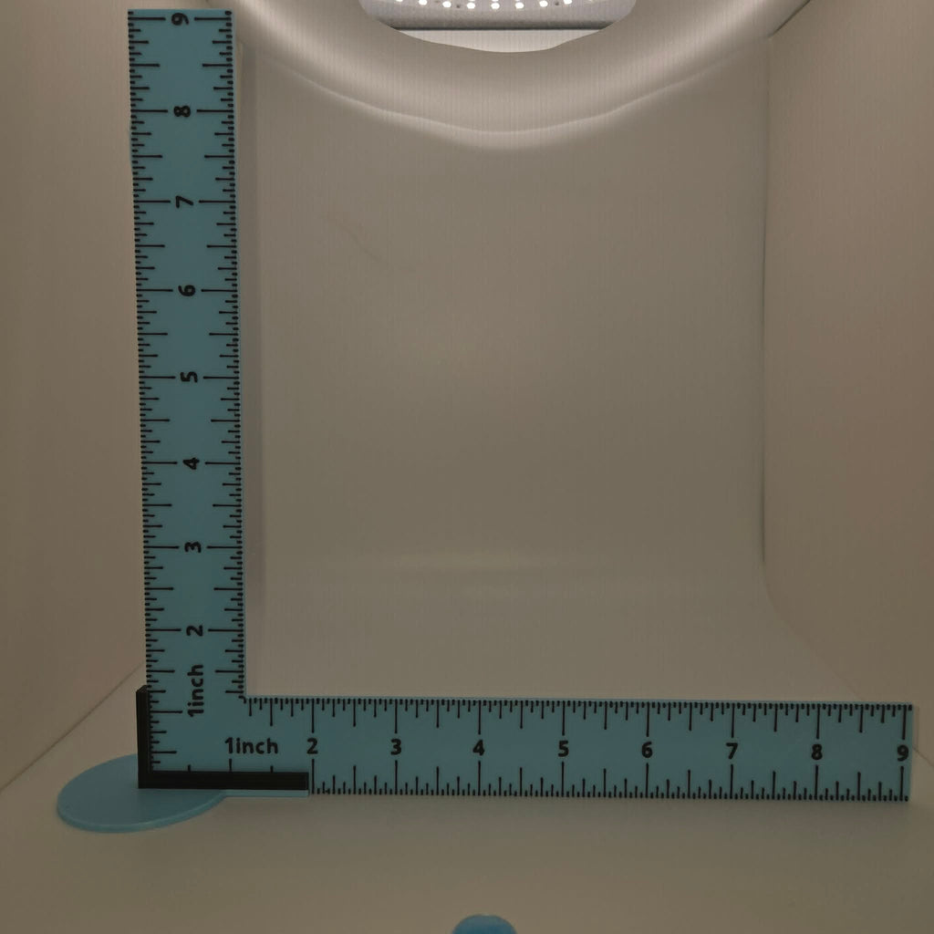 9" x 9" L-Shaped Flat Lay Jewelry Measure Ruler | Light Box Stand included for Collectibles and Jewelry