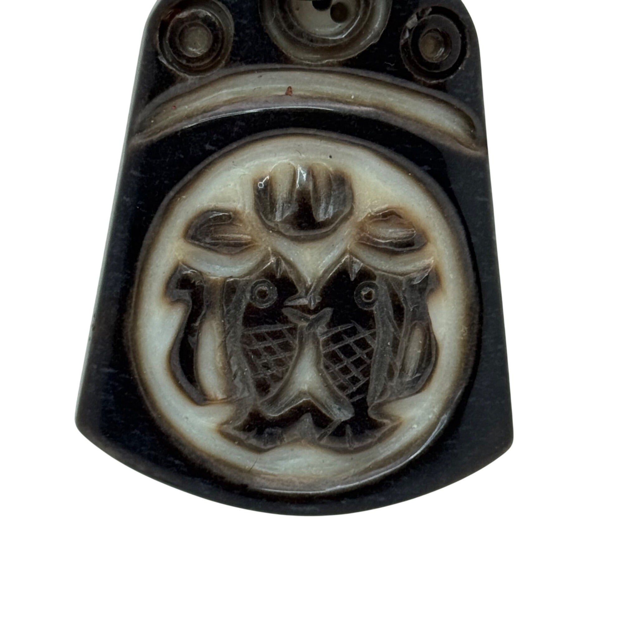 Eye Of Horus Pisces 2 Sided Pendant Sterling 925 Jasper Statement 2.5" Vintage