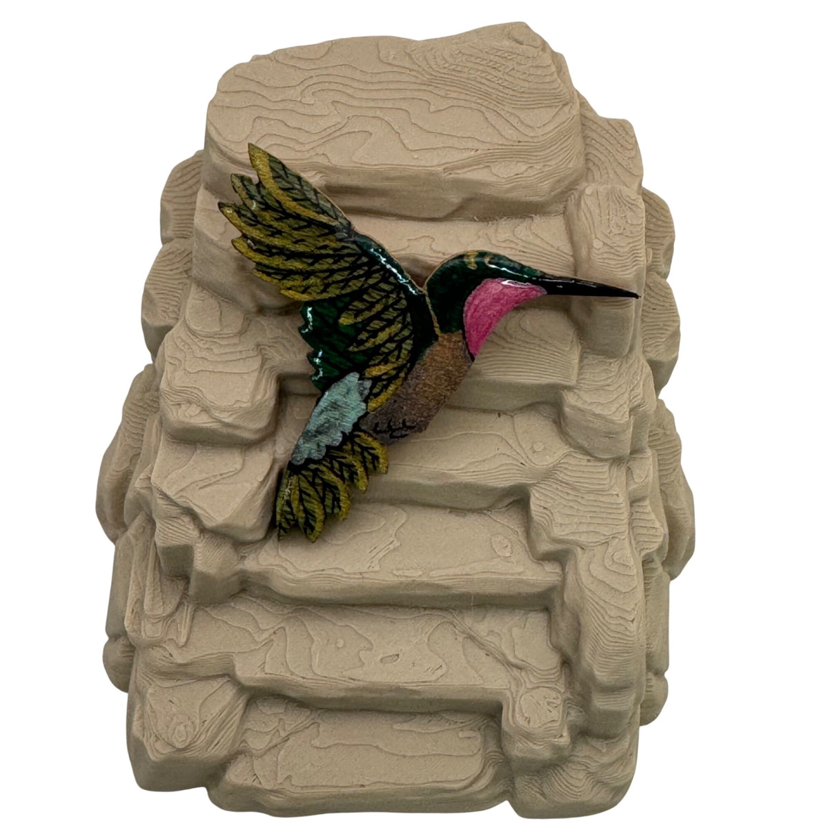 Signed Hummingbird Brooch Wood Handpainted  Pin Signed L Proper Painted 2.49g