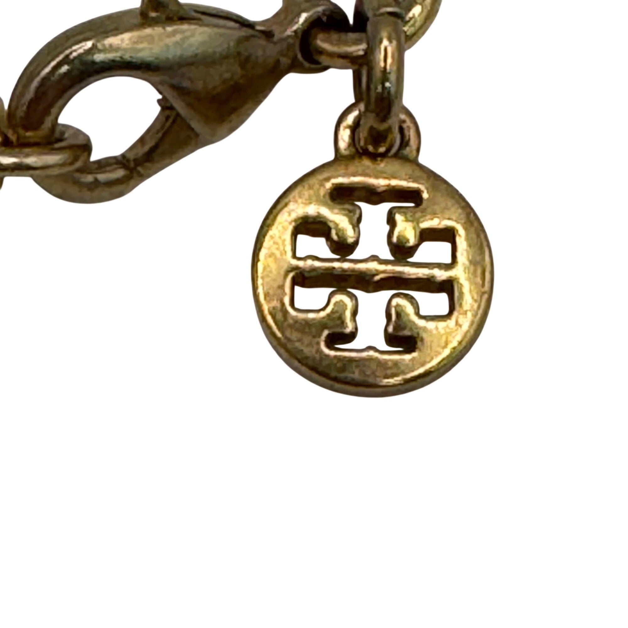 Tory Burch Gold Octagon Pendant Necklace Solid Perfume Geometric Design 29" Wood