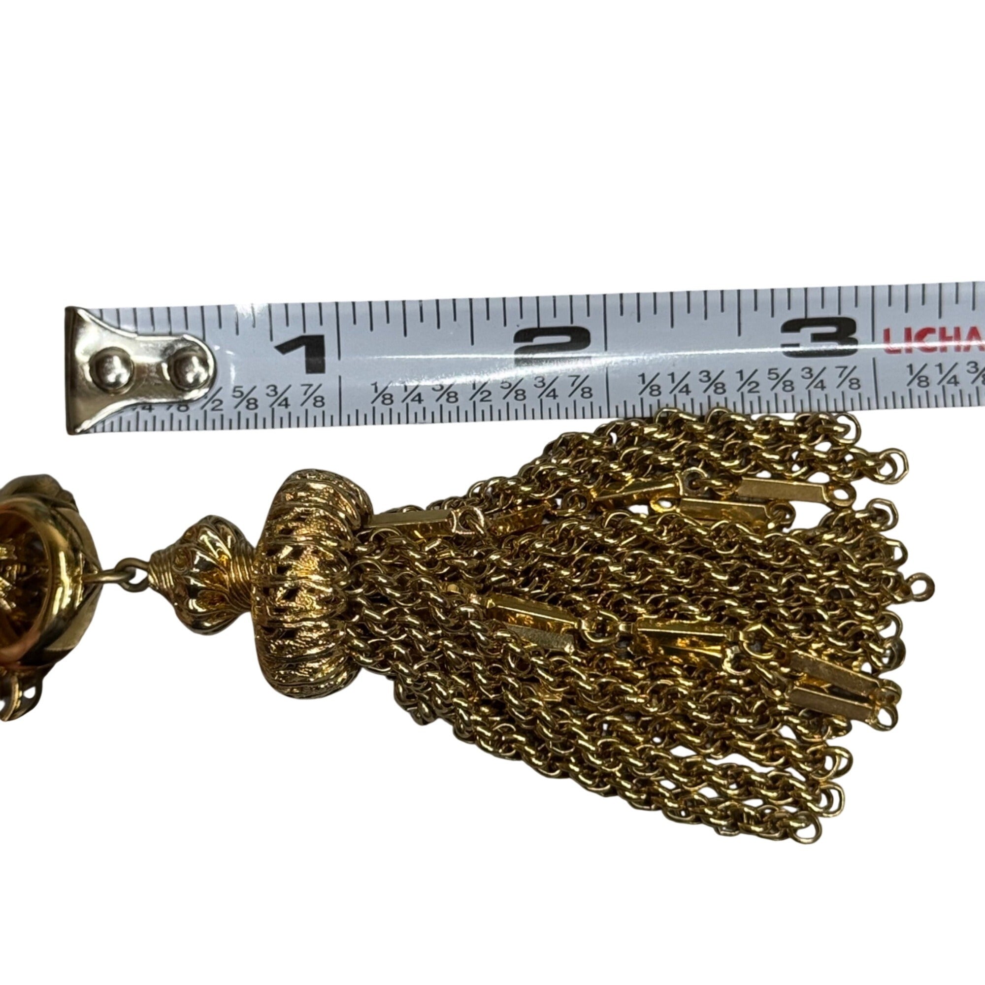 Monet Damita matinee tassel necklace gold tone rope chain 24" Book Piece 1960s