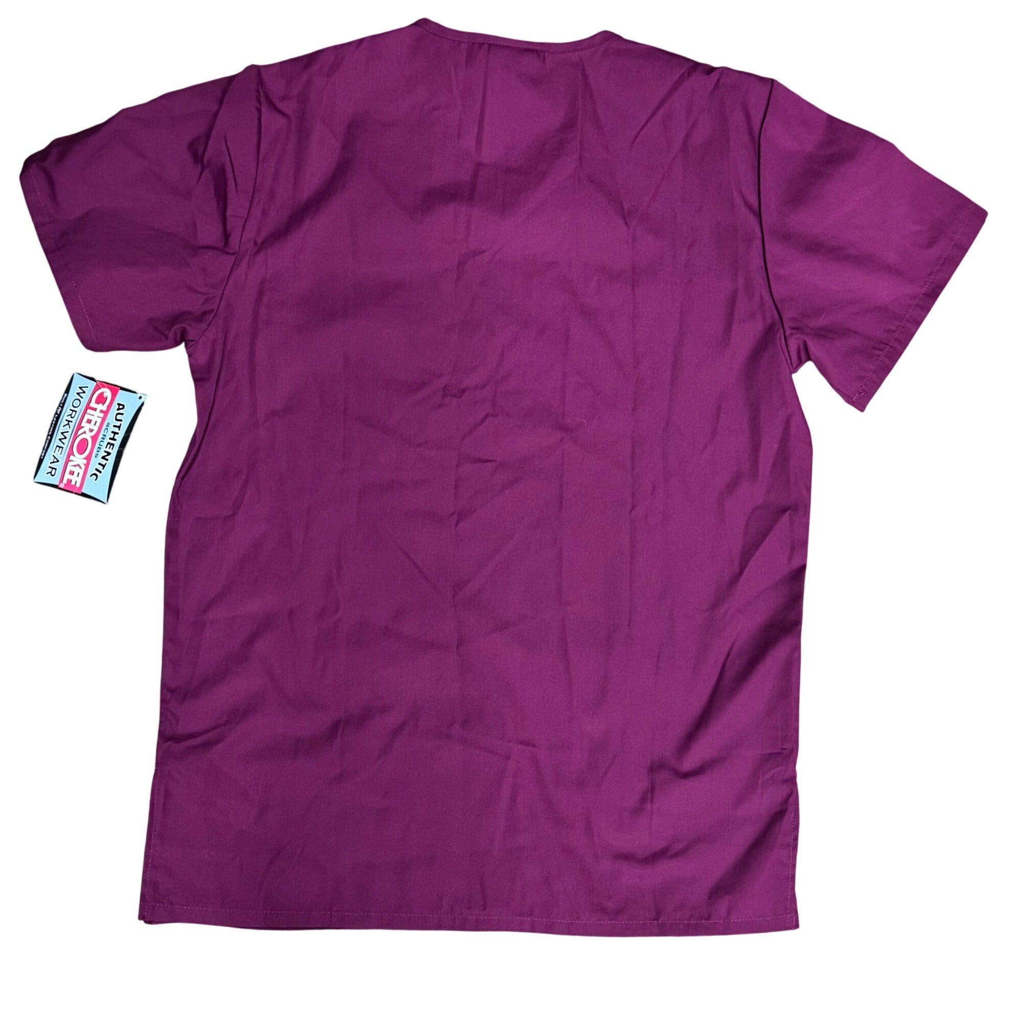 Cherokee Workwear Authentic Scrubs Womens V-Neck Top XS Maroon Burgundy Red NEW