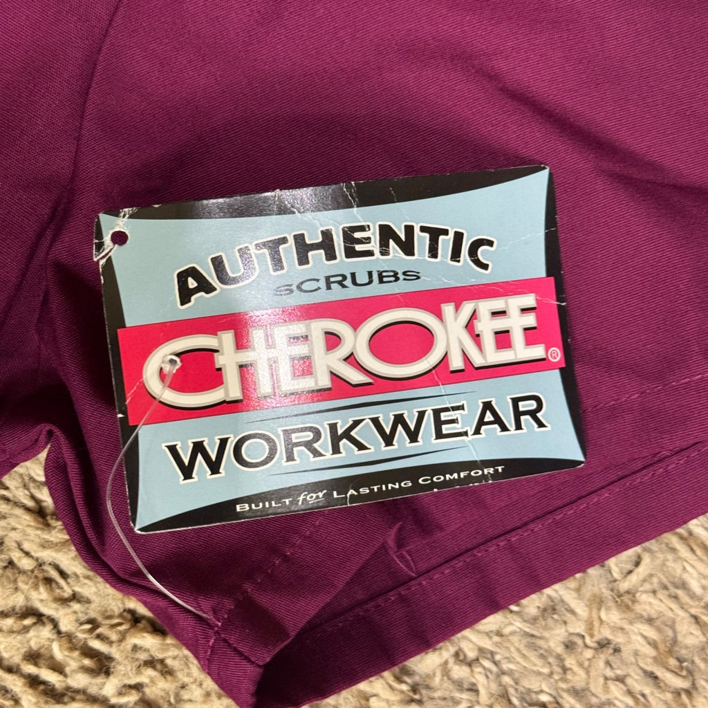 Cherokee Workwear Authentic Scrubs Womens V-Neck Top XS Maroon Burgundy Red NEW