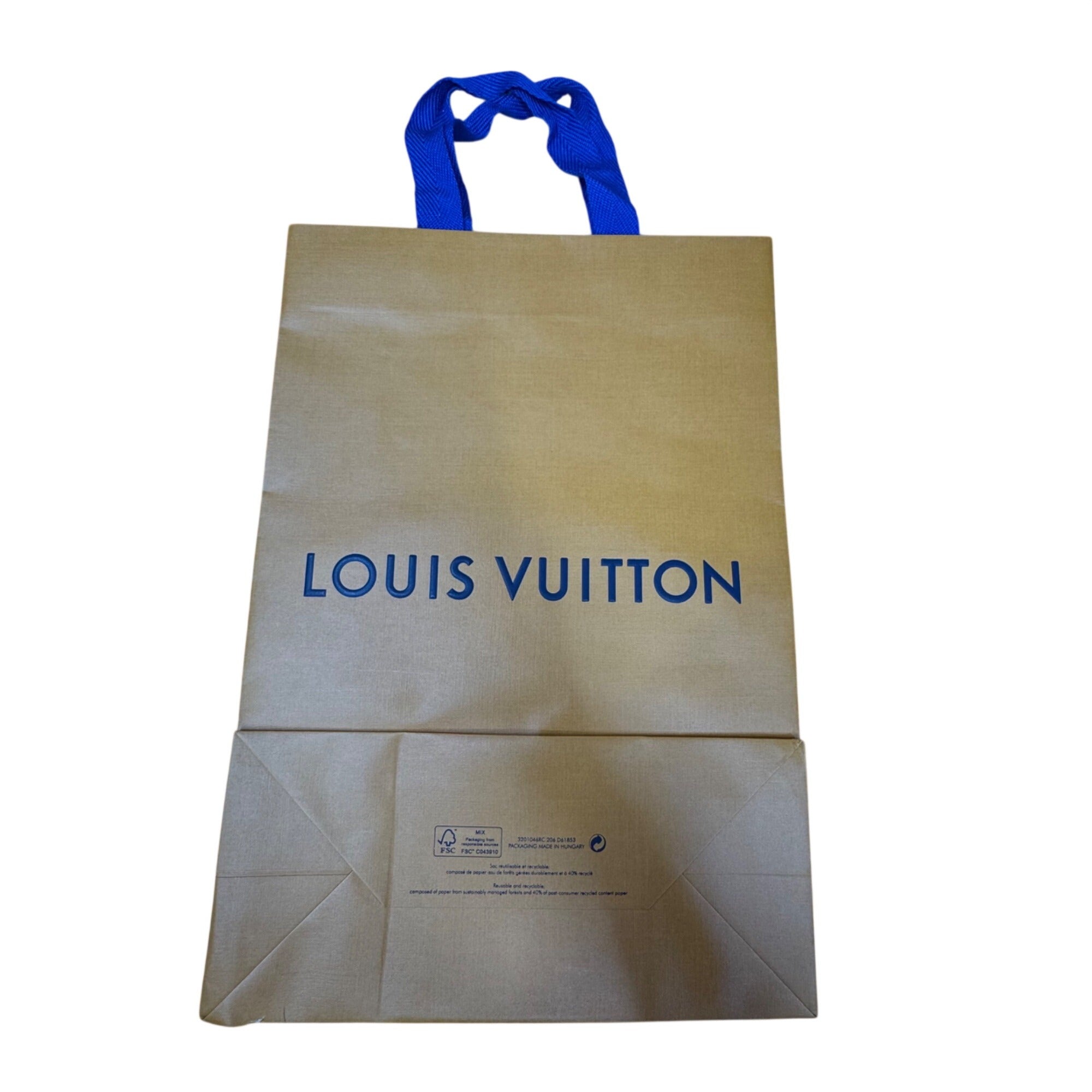 Louis Vuitton Orange Shopping Bag With Blue Handles 10X14 Gift Storage Authentic