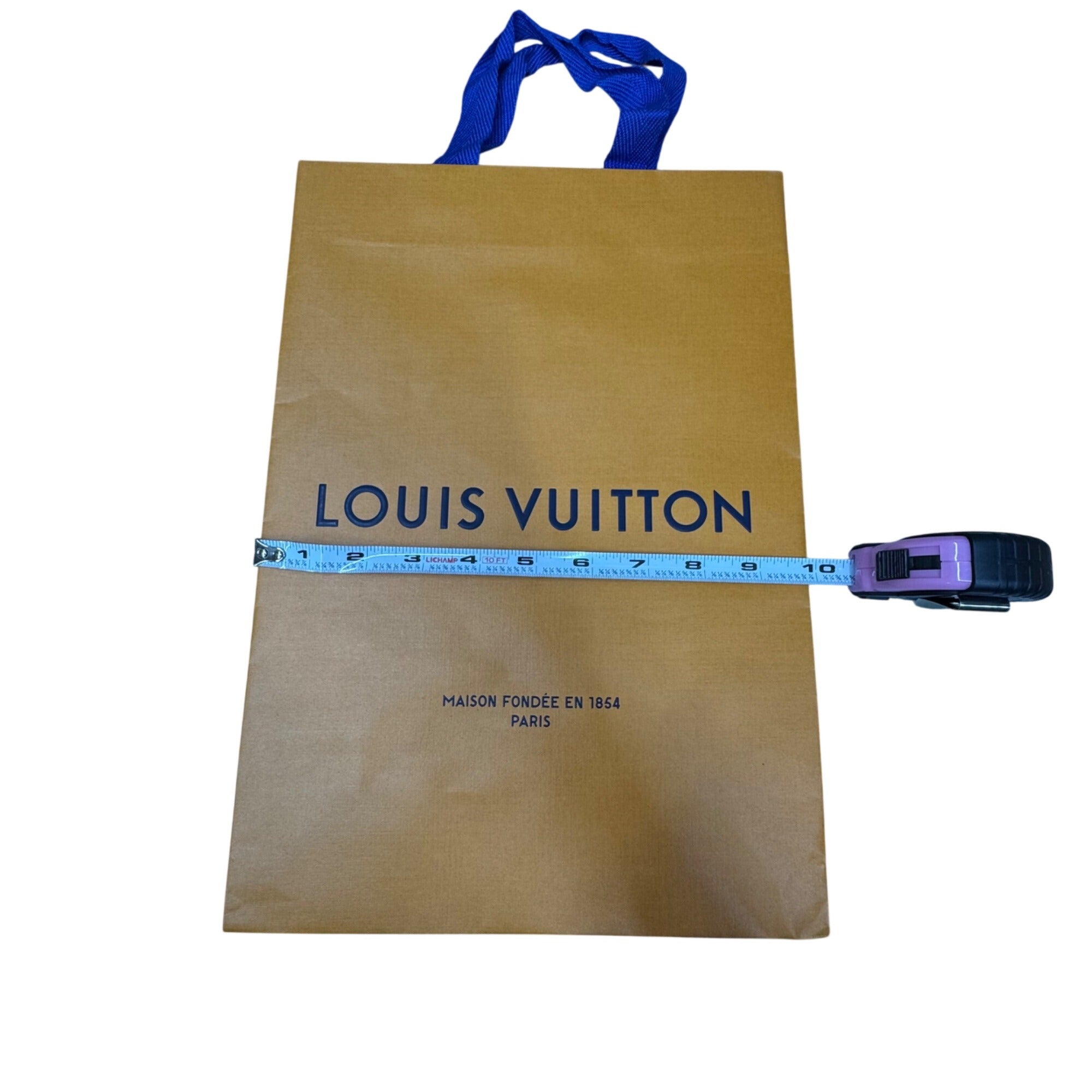 Louis Vuitton Orange Shopping Bag With Blue Handles 10X14 Gift Storage Authentic