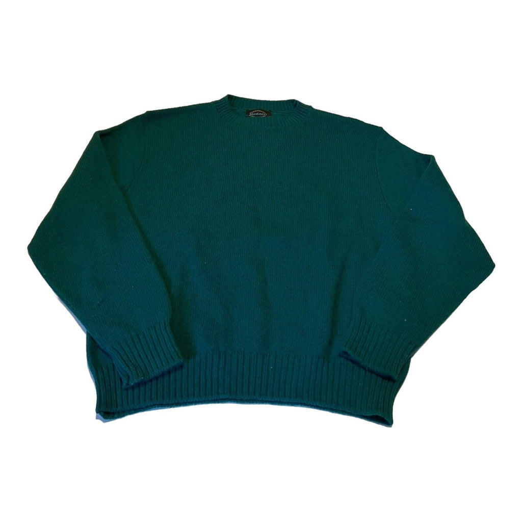 Vintage Jantzen Blue Green Teal Grandpa Preppy Knit Pullover Sweater Large USA
