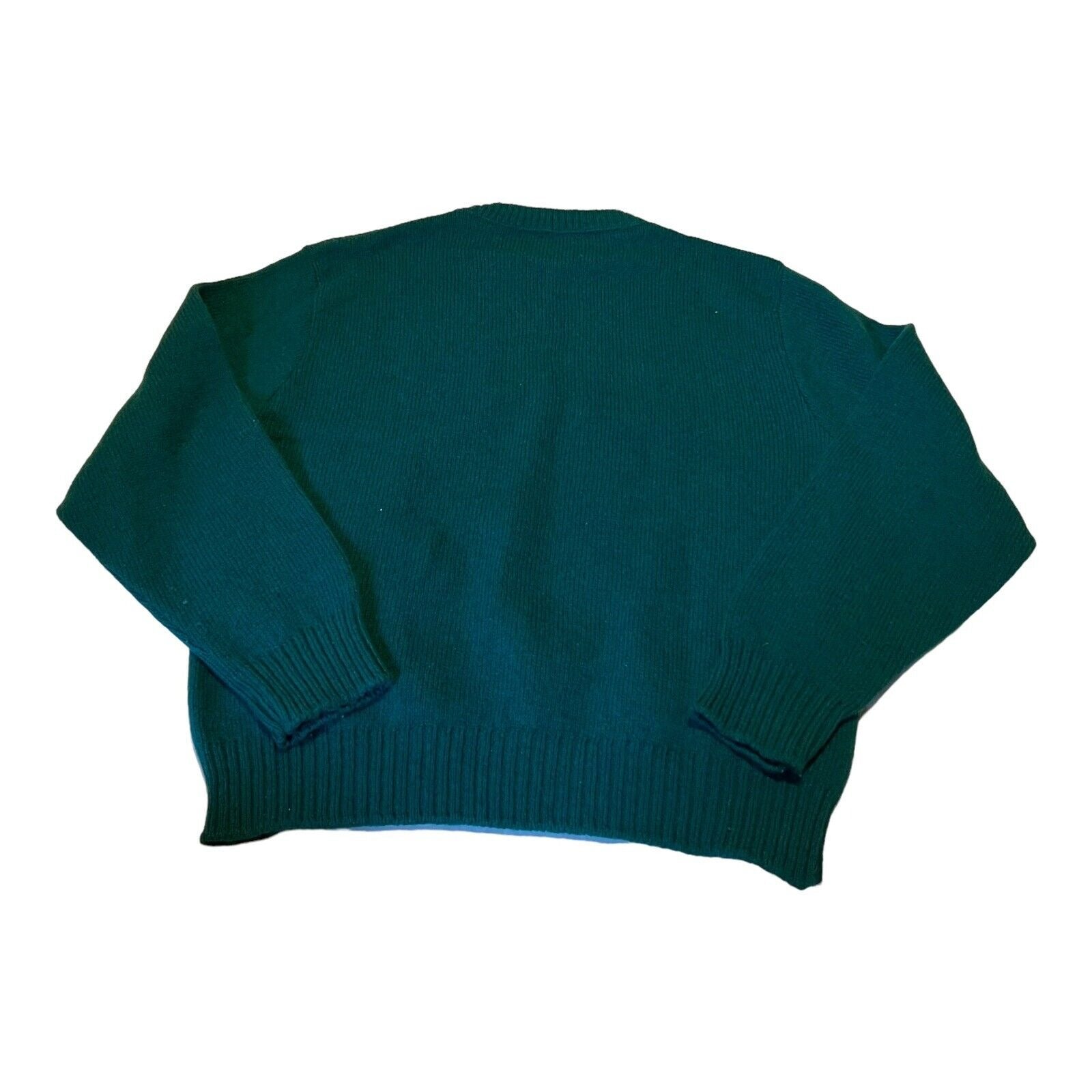 Vintage Jantzen Blue Green Teal Grandpa Preppy Knit Pullover Sweater Large USA