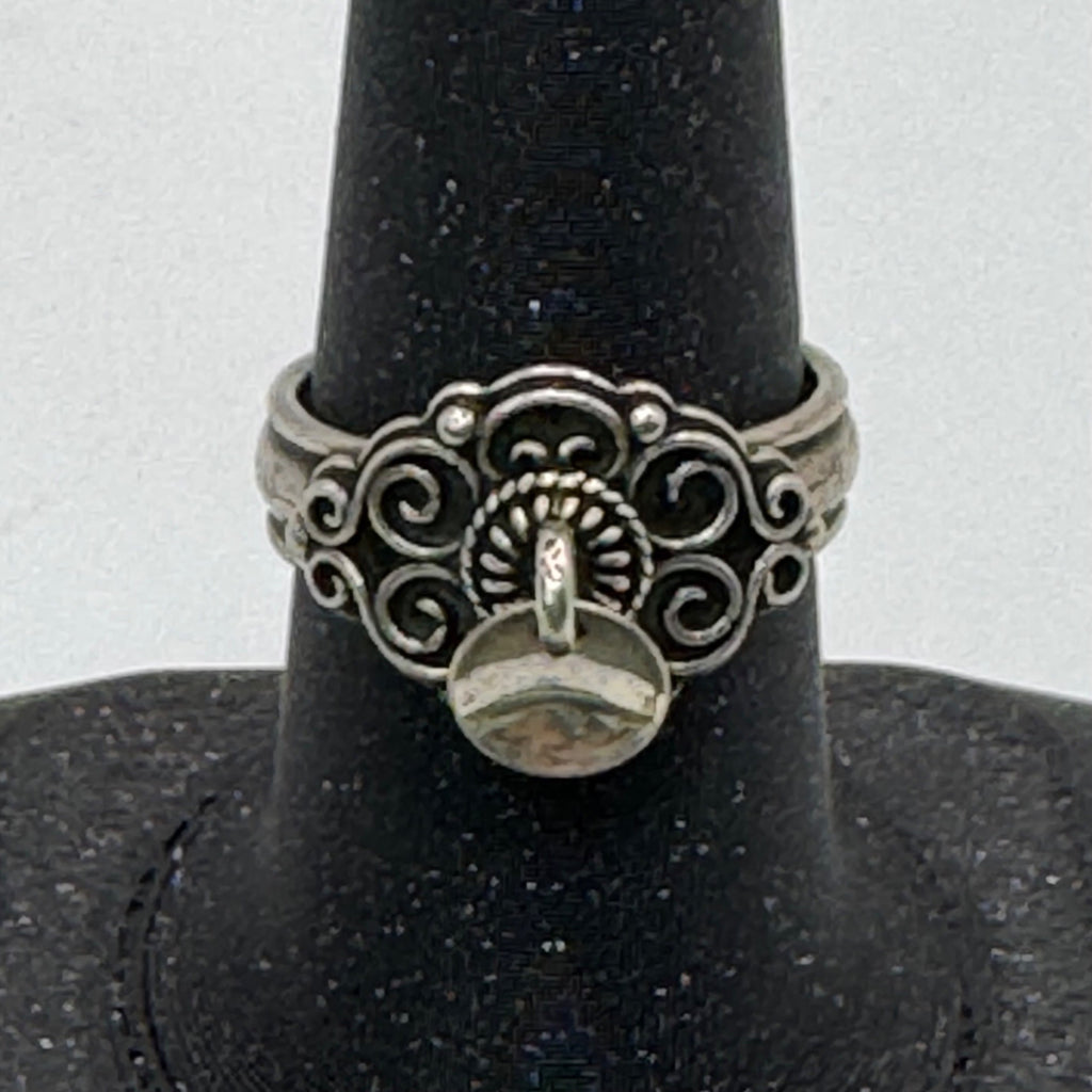 Sylvsmidja, Ring in 830 oxidized silver leaves Traditional Norwegian Bunad Sz 7