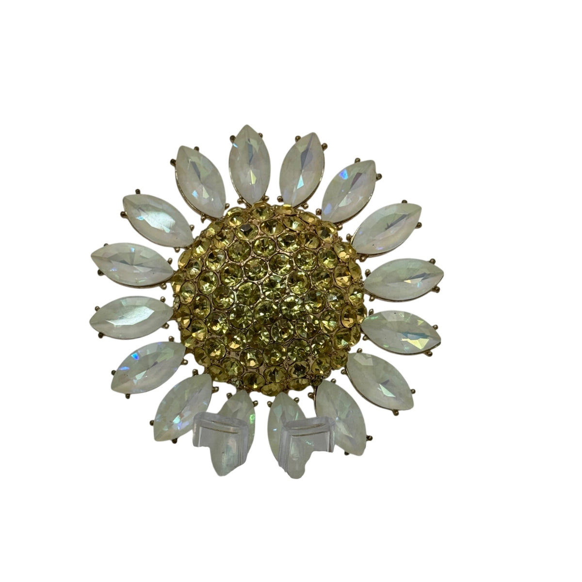 Betsey Johnson Large Statement Pendant Gold-Tone Sunflower Yellow Rhinestones 3"