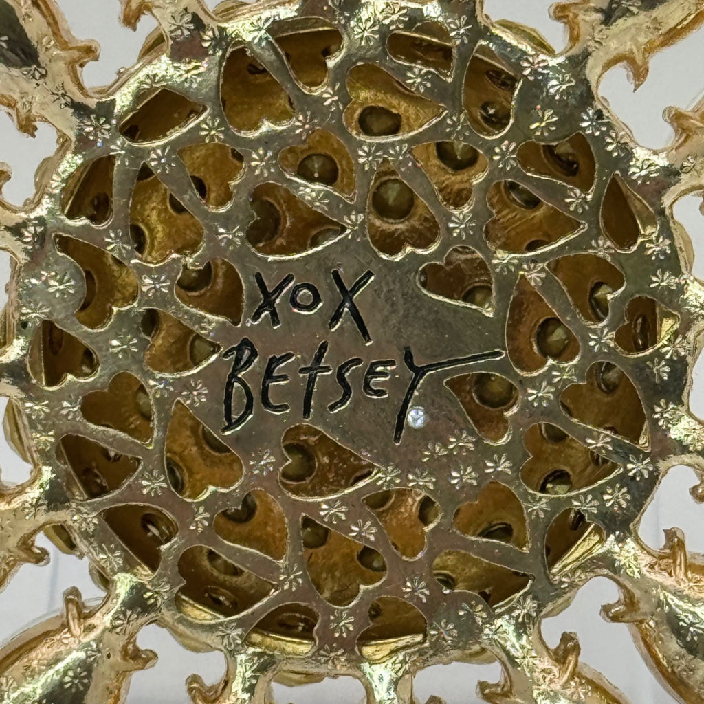 Betsey Johnson Large Statement Pendant Gold-Tone Sunflower Yellow Rhinestones 3"