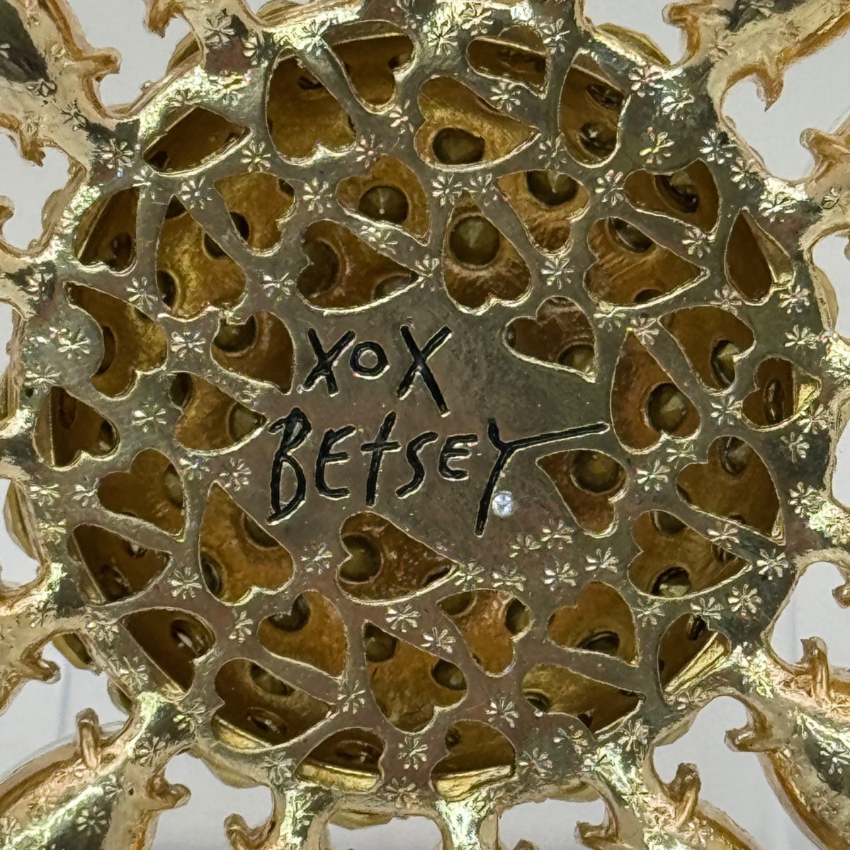 Betsey Johnson Large Statement Pendant Gold-Tone Sunflower Yellow Rhinestones 3"