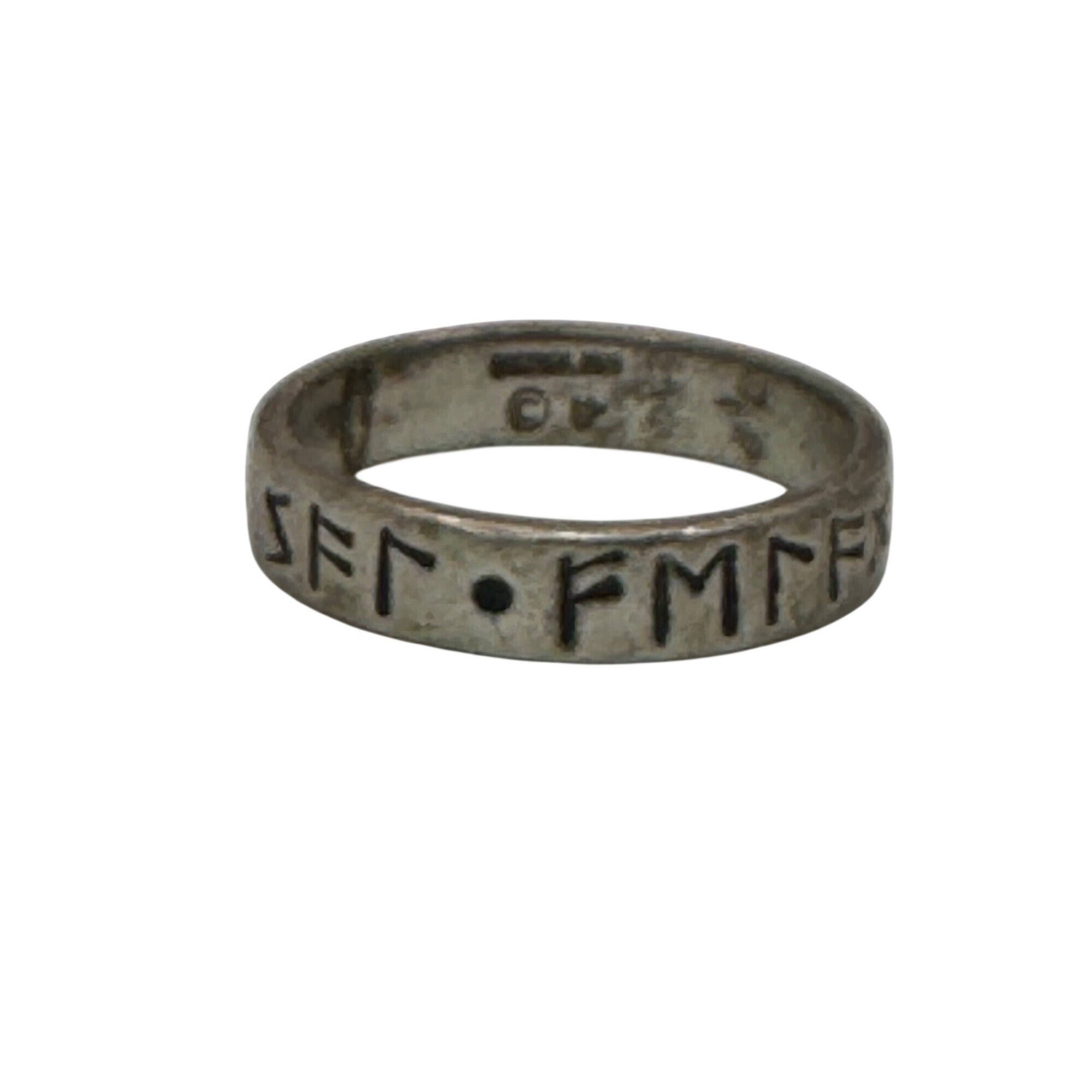 Sterling Silver Viking Runic Engraved Band Ring Vintage Size 10 Rune Mens Womens