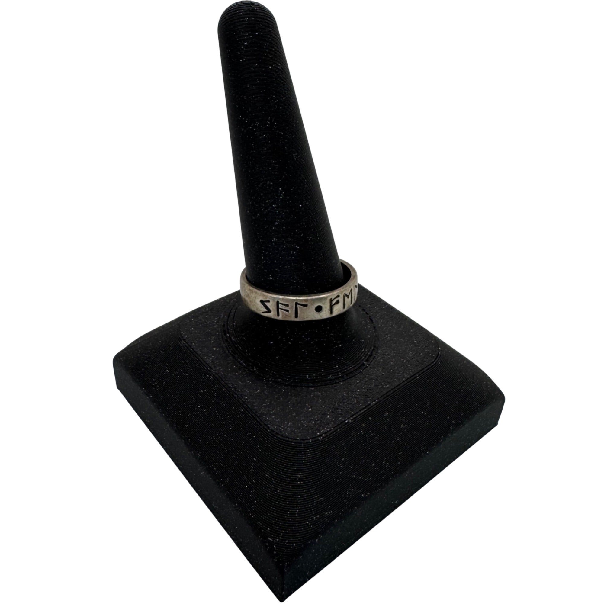 Sterling Silver Viking Runic Engraved Band Ring Vintage Size 10 Rune Mens Womens